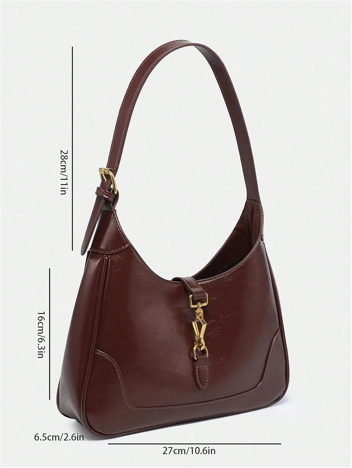 OYOANGLE Women's PU Leather Shoulder Bags Clasp Zipper Top Handle Handbags Adjustable Strap Vintage Hobo Purses