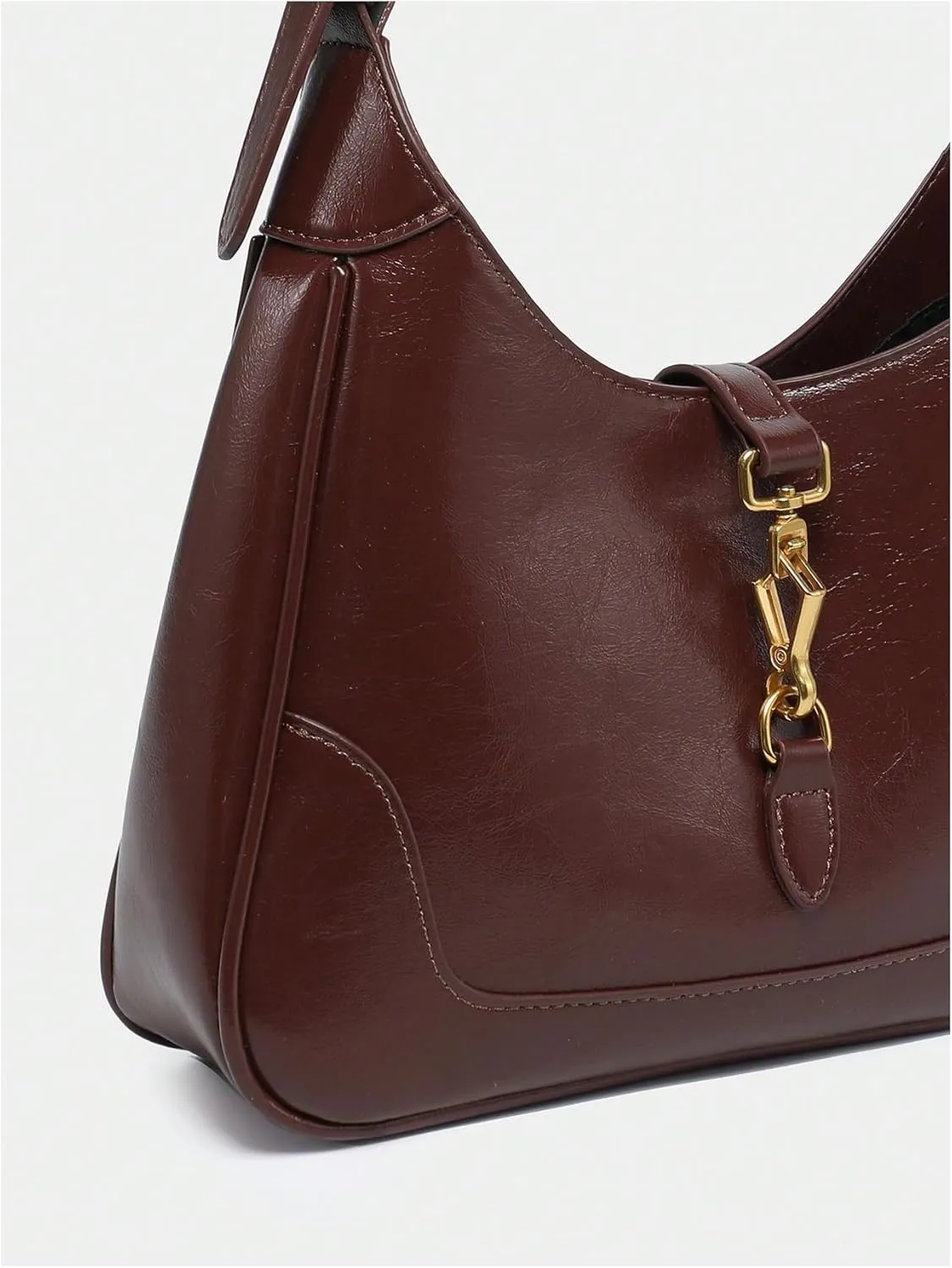 OYOANGLE Women's PU Leather Shoulder Bags Clasp Zipper Top Handle Handbags Adjustable Strap Vintage Hobo Purses