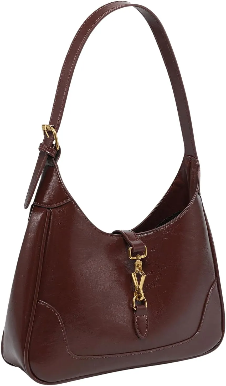 OYOANGLE Women's PU Leather Shoulder Bags Clasp Zipper Top Handle Handbags Adjustable Strap Vintage Hobo Purses