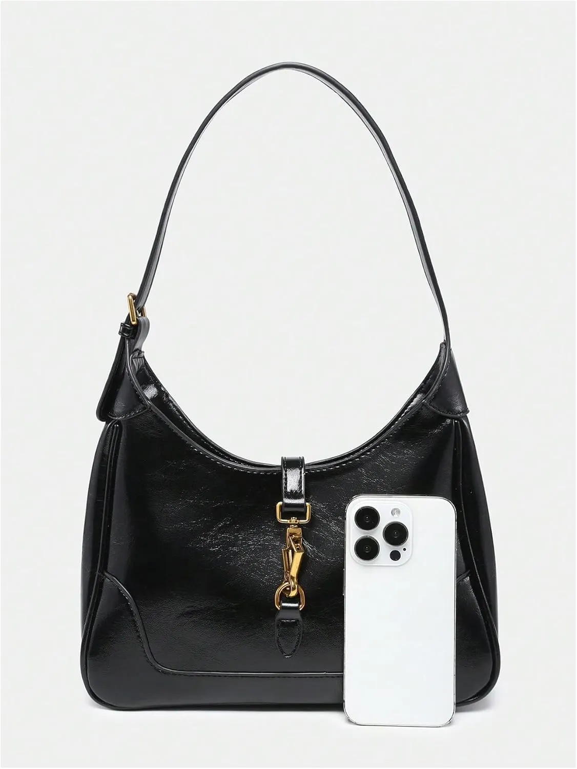 OYOANGLE Women's PU Leather Shoulder Bags Clasp Zipper Top Handle Handbags Adjustable Strap Vintage Hobo Purses