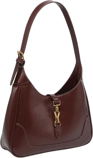 OYOANGLE Women's PU Leather Shoulder Bags Clasp Zipper Top Handle Handbags Adjustable Strap Vintage Hobo Purses