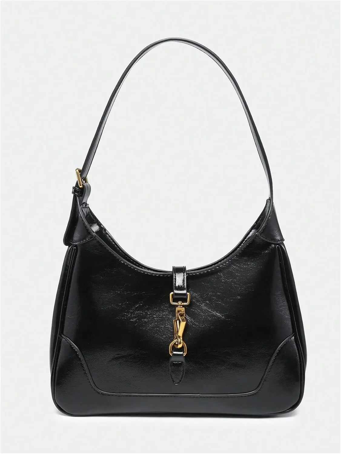 OYOANGLE Women's PU Leather Shoulder Bags Clasp Zipper Top Handle Handbags Adjustable Strap Vintage Hobo Purses