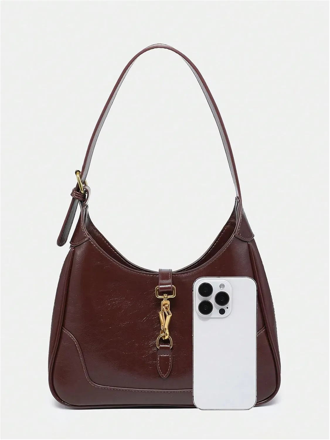OYOANGLE Women's PU Leather Shoulder Bags Clasp Zipper Top Handle Handbags Adjustable Strap Vintage Hobo Purses