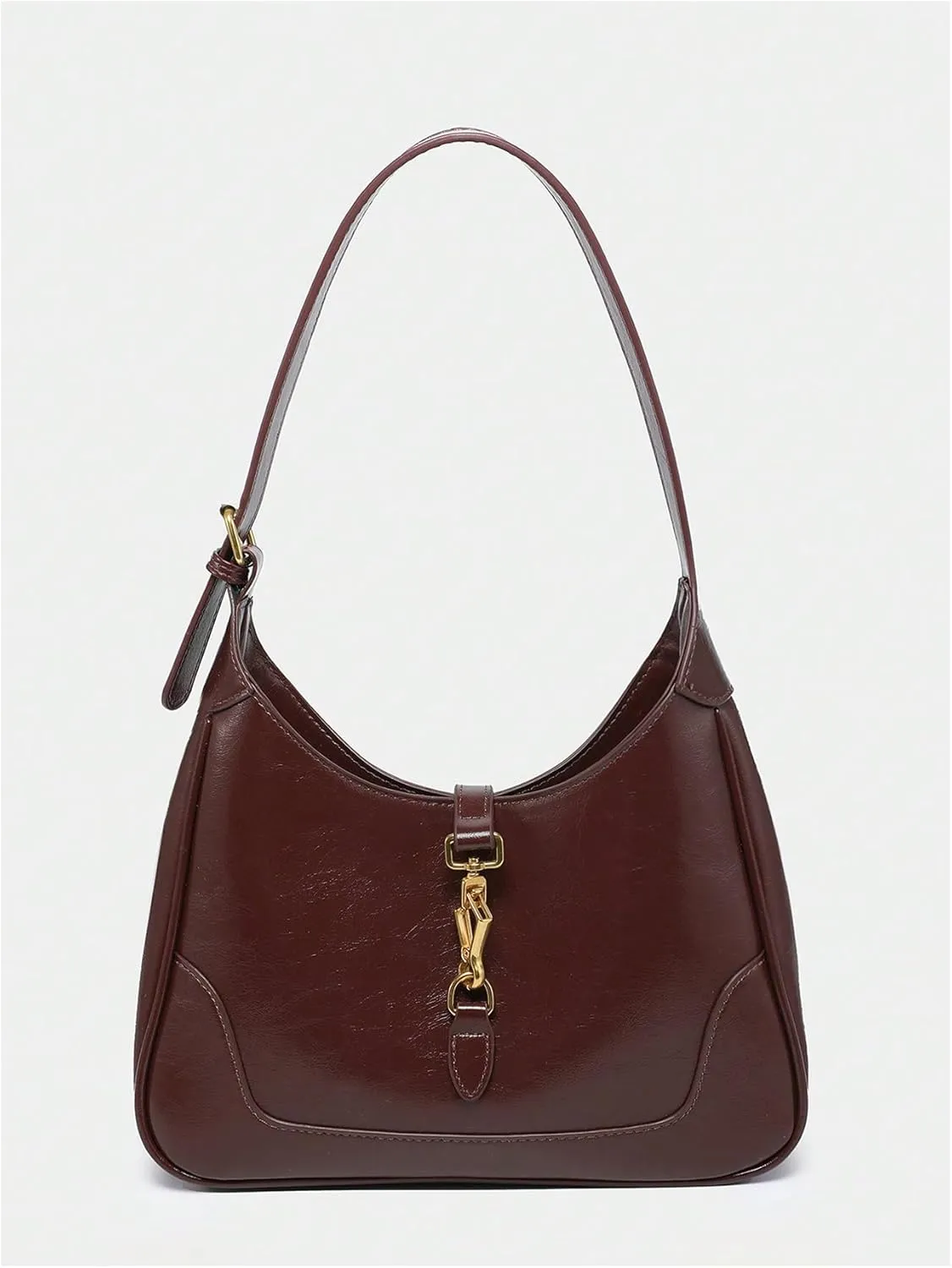 OYOANGLE Women's PU Leather Shoulder Bags Clasp Zipper Top Handle Handbags Adjustable Strap Vintage Hobo Purses