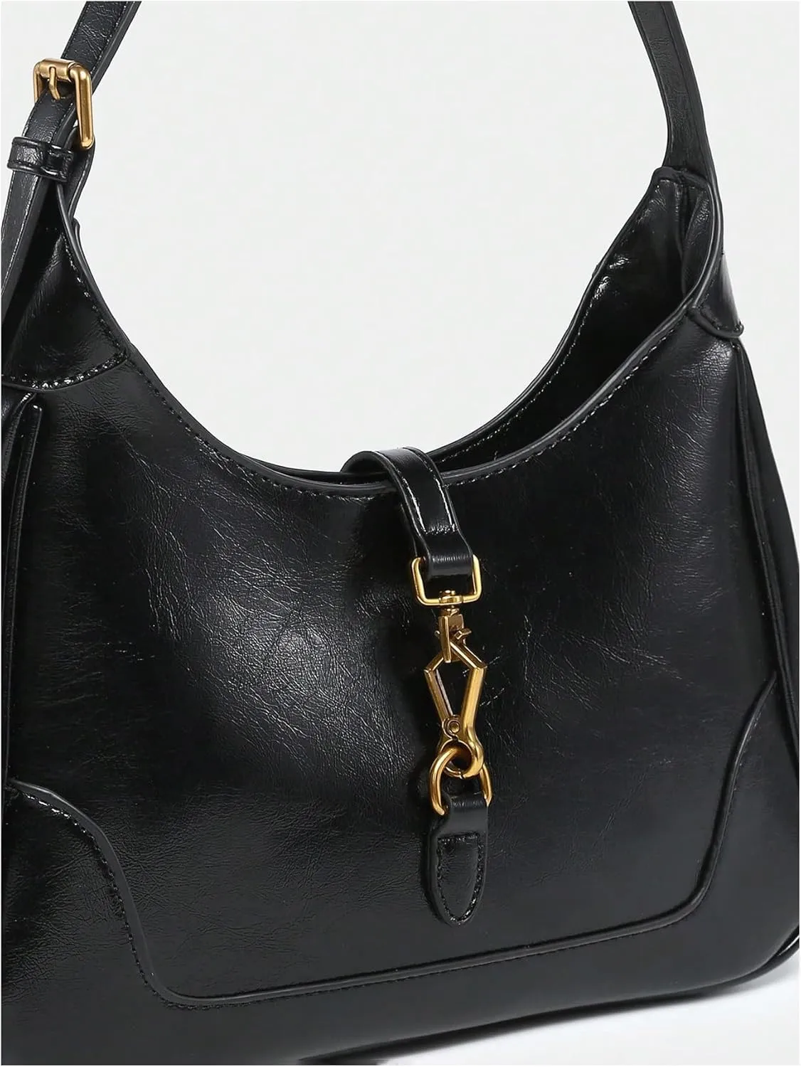 OYOANGLE Women's PU Leather Shoulder Bags Clasp Zipper Top Handle Handbags Adjustable Strap Vintage Hobo Purses