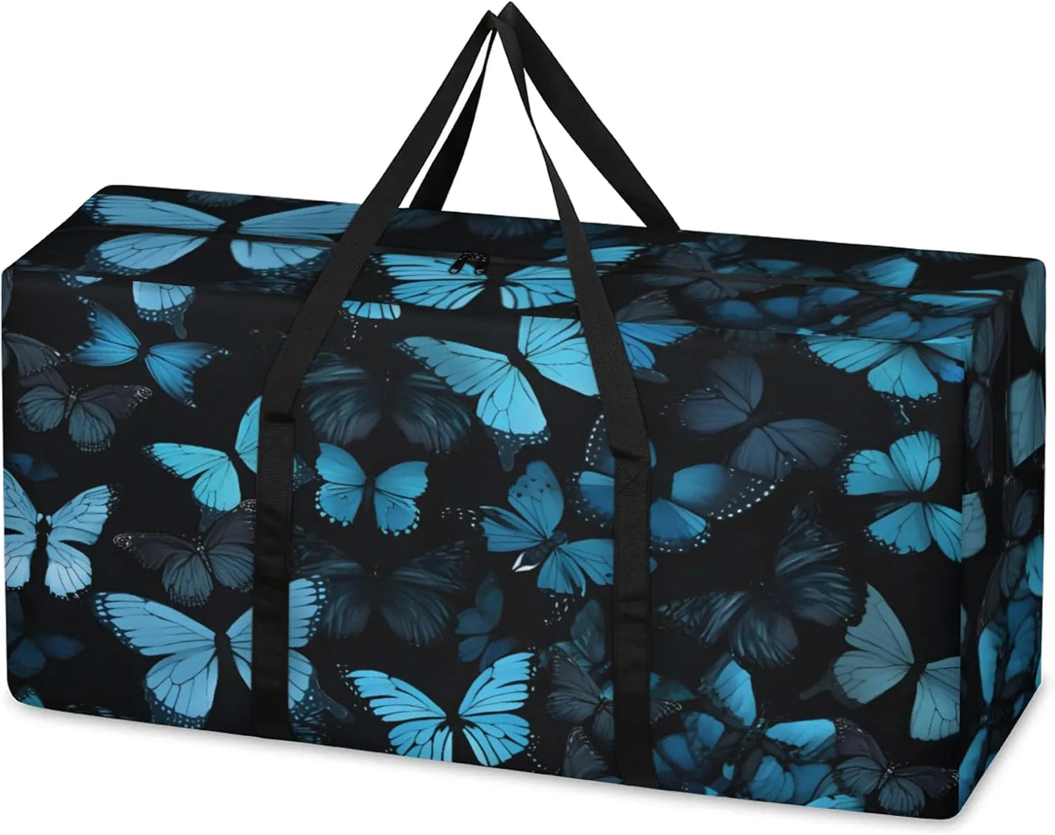 Packing Bags for Moving, Extra Large Moving Bags Heavy Duty, 205L Storage Bag with Zipper, Storage Totes Movings Supplies, Duffle Bag Waterproof Storage Containers for Organizing (Blue Butterfly)