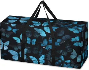 Packing Bags for Moving, Extra Large Moving Bags Heavy Duty, 205L Storage Bag with Zipper, Storage Totes Movings Supplies, Duffle Bag Waterproof Storage Containers for Organizing (Blue Butterfly)