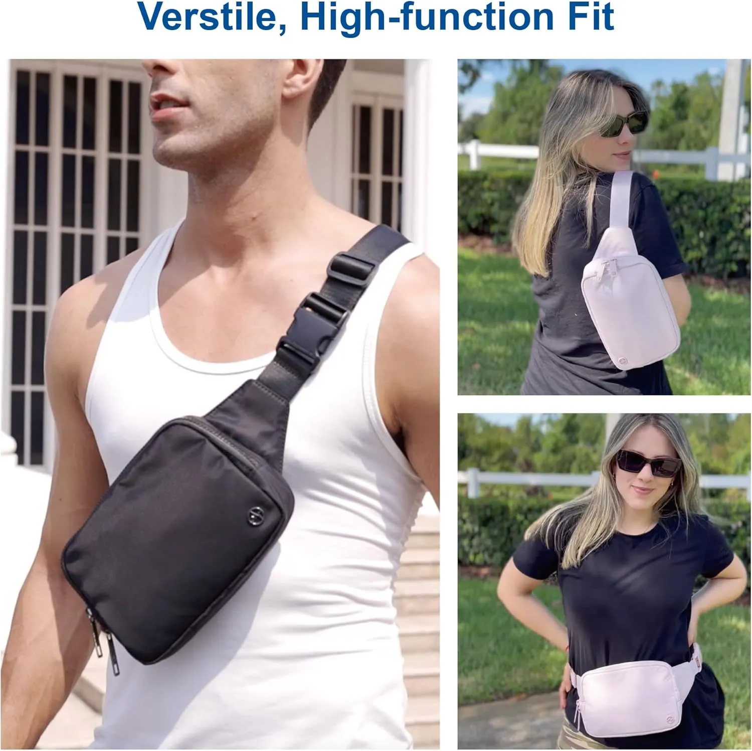 Pander Belt Bag Large 2L, Waterproof Everywhere Fanny Pack Purse for Women and Men with Adjustable Strap.