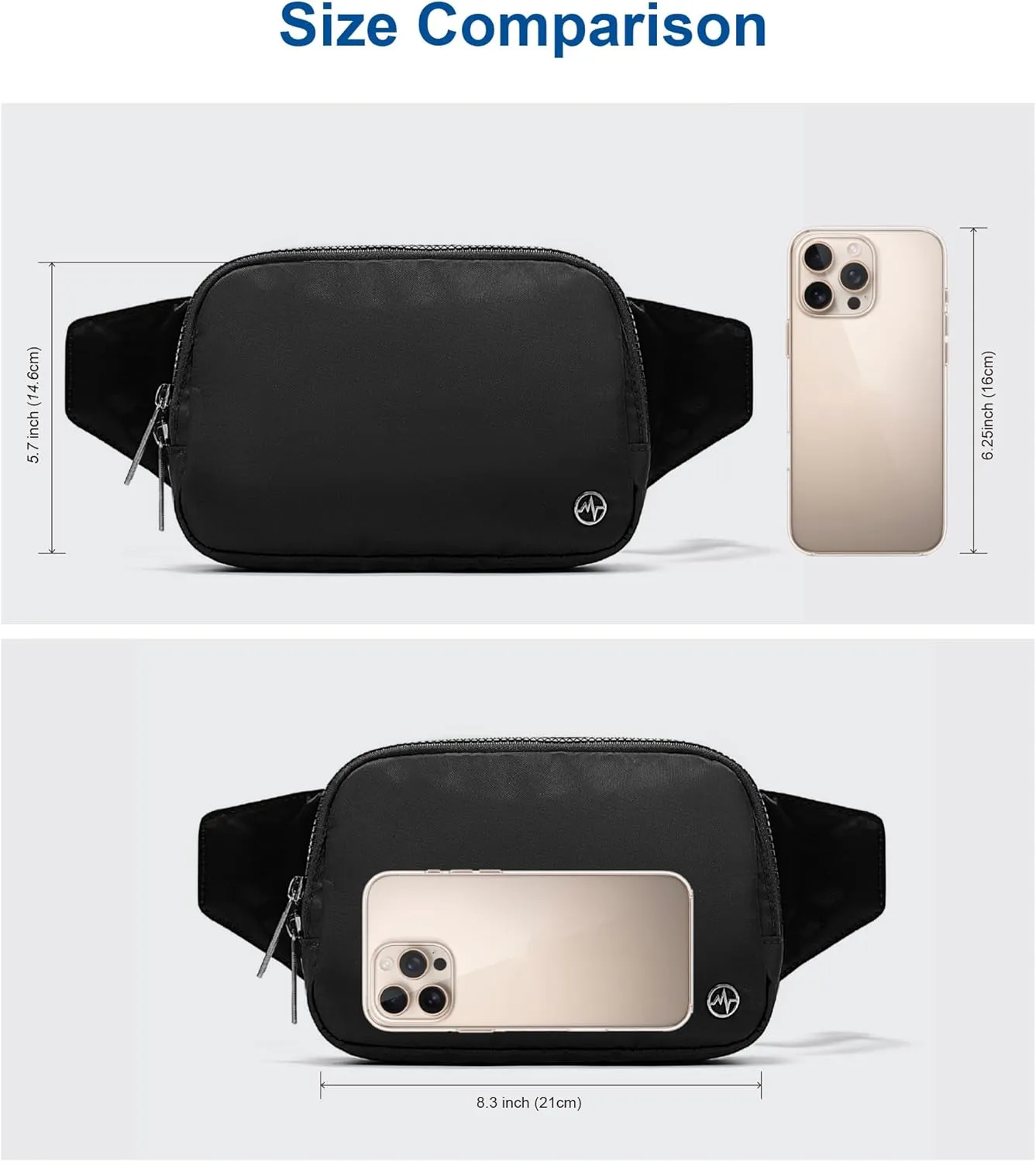 Pander Belt Bag Large 2L, Waterproof Everywhere Fanny Pack Purse for Women and Men with Adjustable Strap.