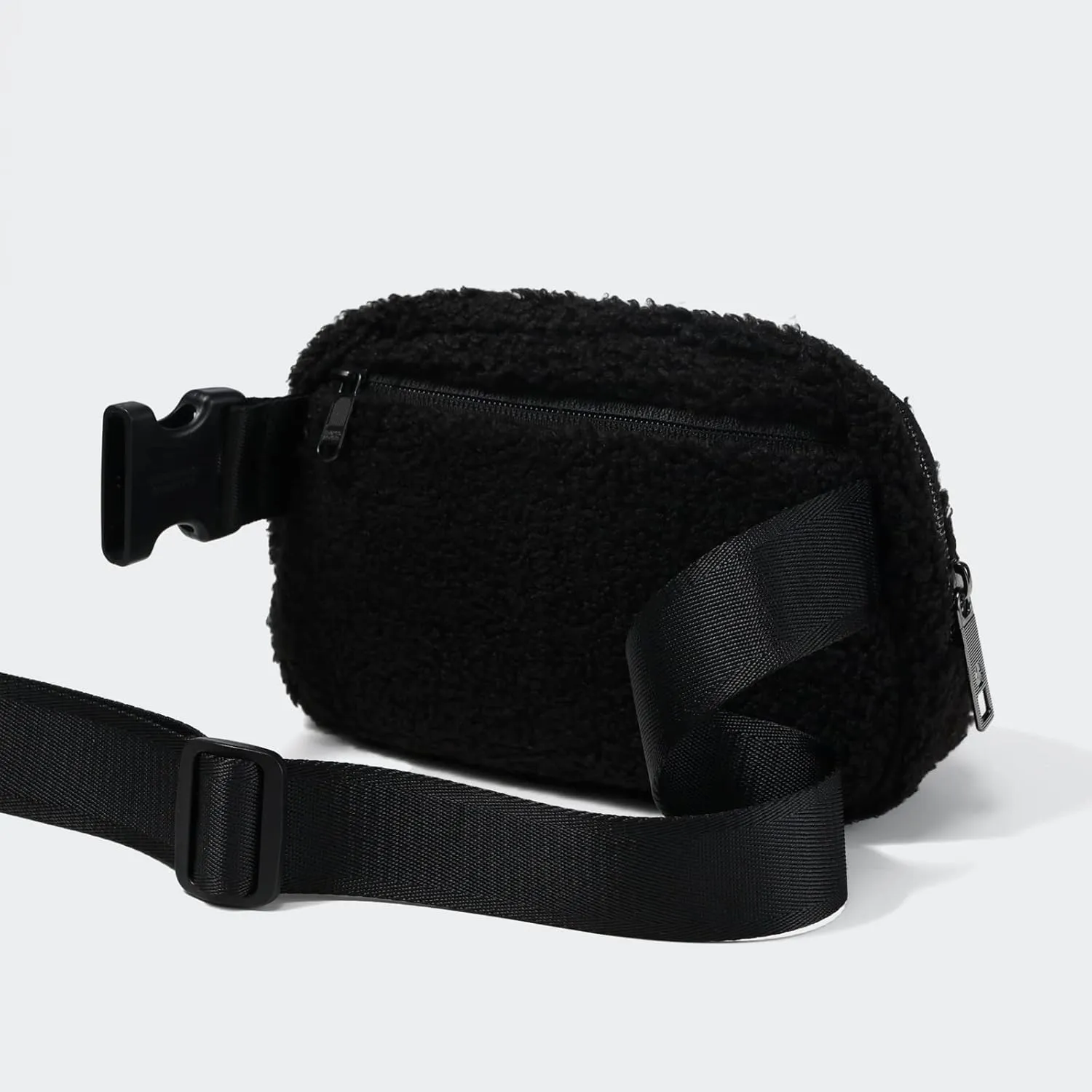 Pander Fanny pack Everywhere Fleece Belt Bag for Women and Men with Adjustable strap Belt, 1L. (Black)