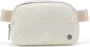 Pander Fanny pack Everywhere Fleece Belt Bag for Women and Men with Adjustable strap Belt, 1L. (Floral White)