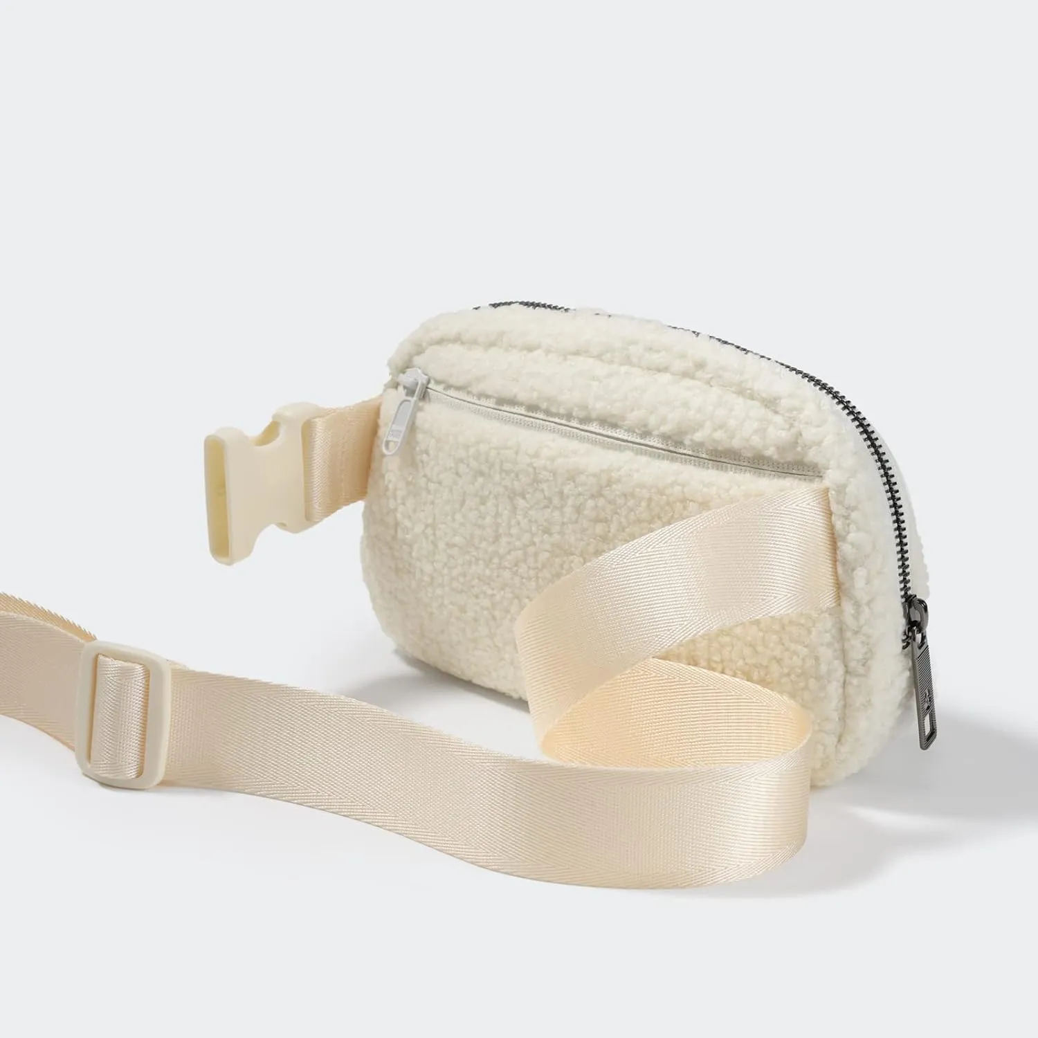 Pander Fanny pack Everywhere Fleece Belt Bag for Women and Men with Adjustable strap Belt, 1L. (Floral White)