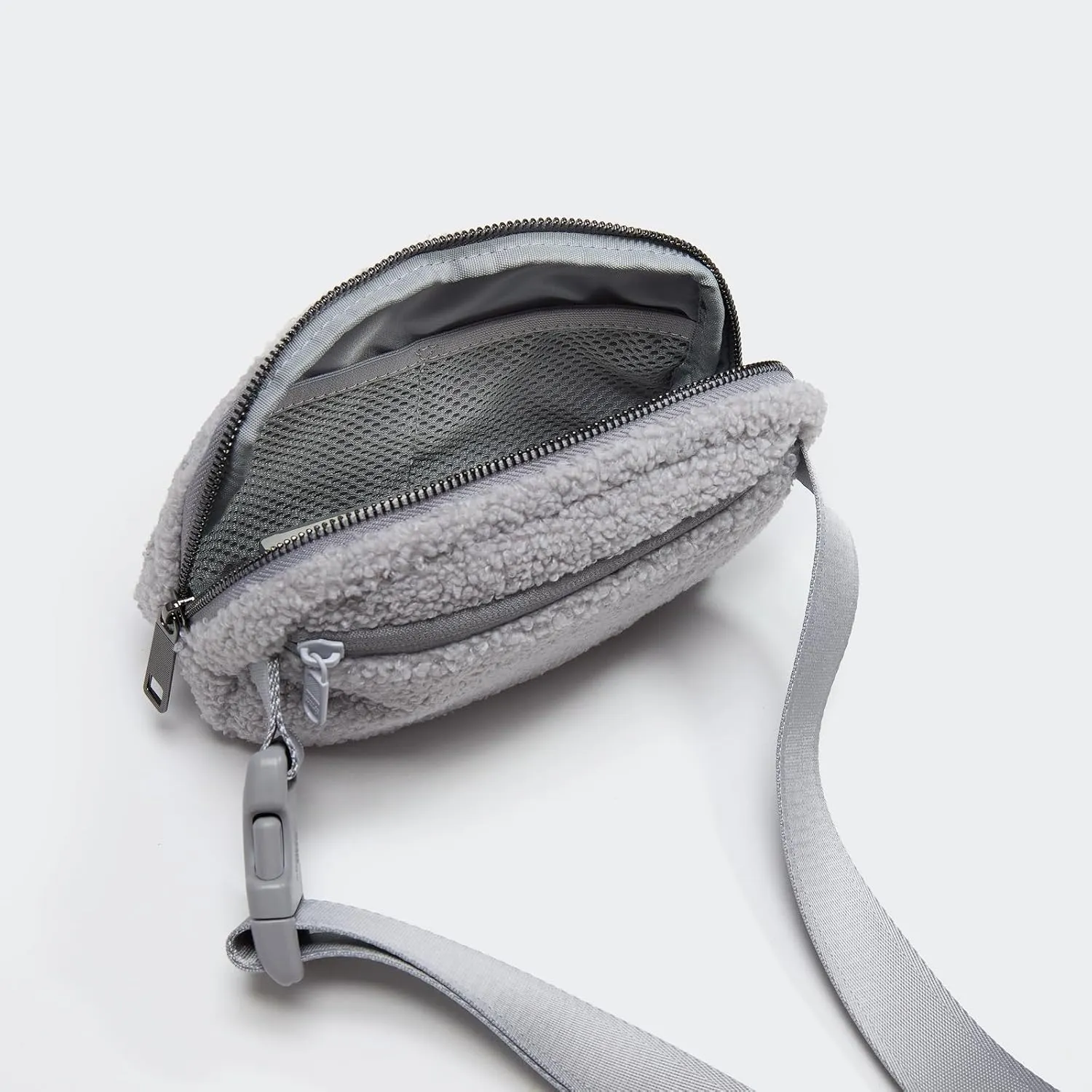 Pander Fanny pack Everywhere Fleece Belt Bag for Women and Men with Adjustable strap Belt, 1L. (Light Grey)