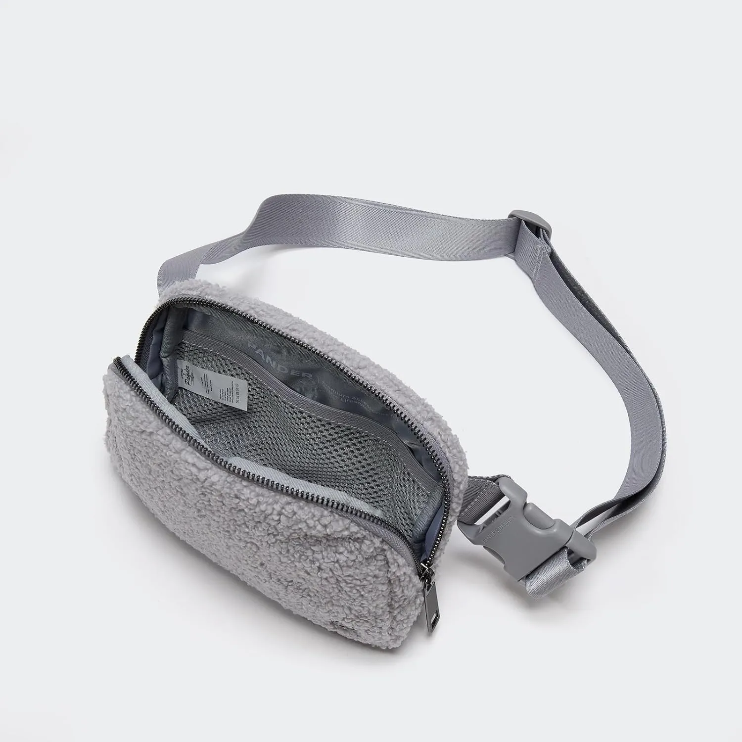 Pander Fanny pack Everywhere Fleece Belt Bag for Women and Men with Adjustable strap Belt, 1L. (Light Grey)