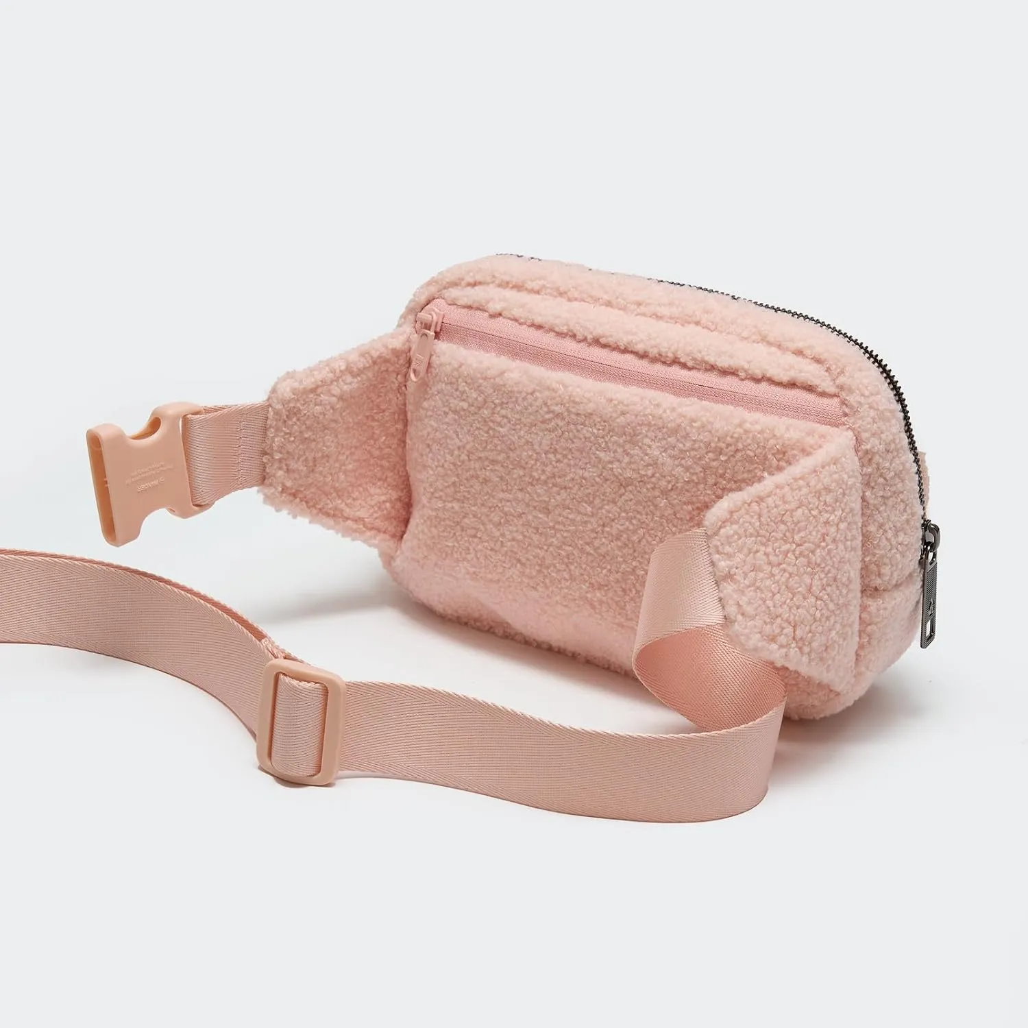 Pander Large 2L Fanny pack Everywhere Fleece Belt Bag for Women and Men with Adjustable strap Belt. (Cream Pink)