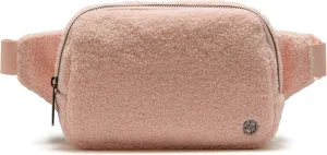Pander Large 2L Fanny pack Everywhere Fleece Belt Bag for Women and Men with Adjustable strap Belt. (Cream Pink)