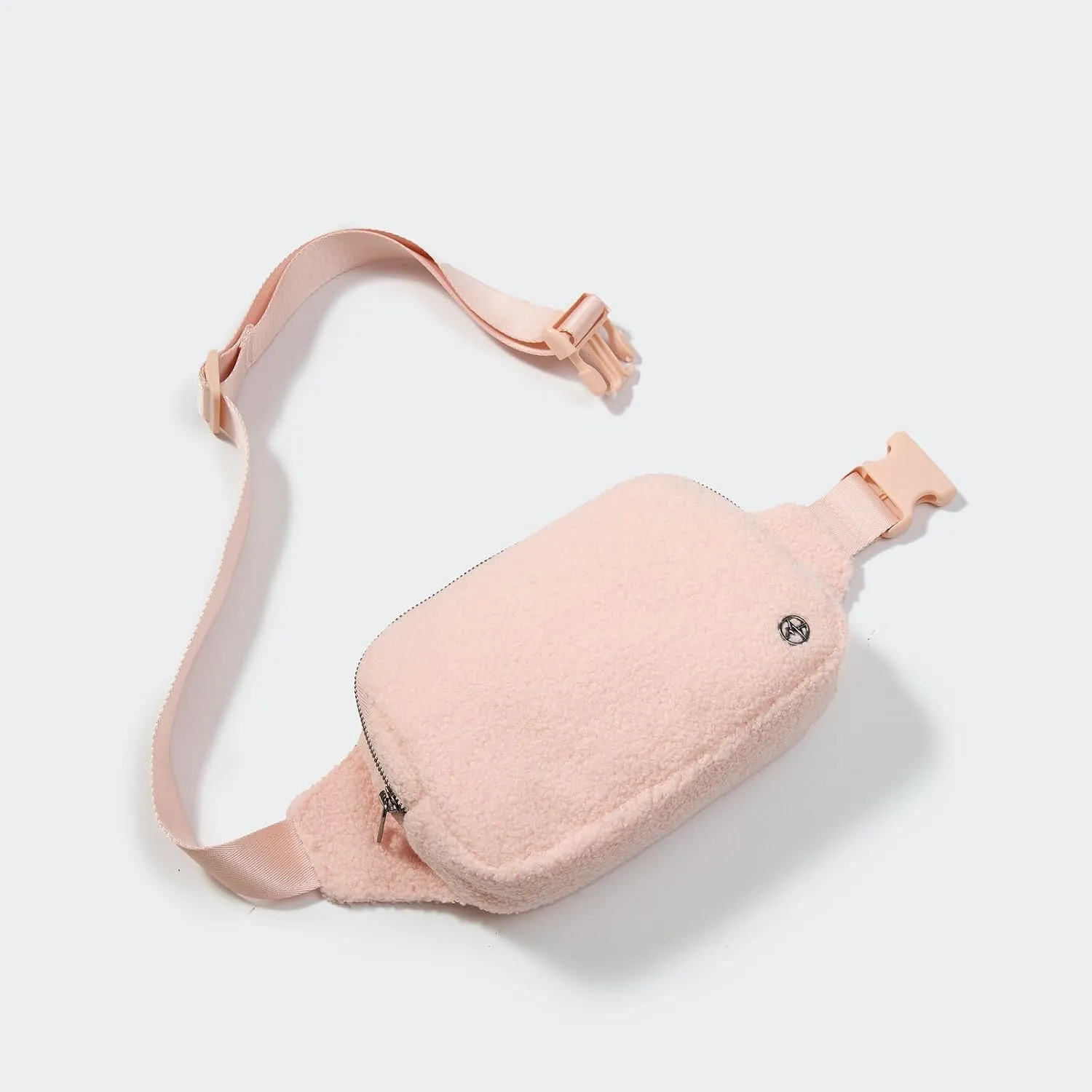 Pander Large 2L Fanny pack Everywhere Fleece Belt Bag for Women and Men with Adjustable strap Belt. (Cream Pink)