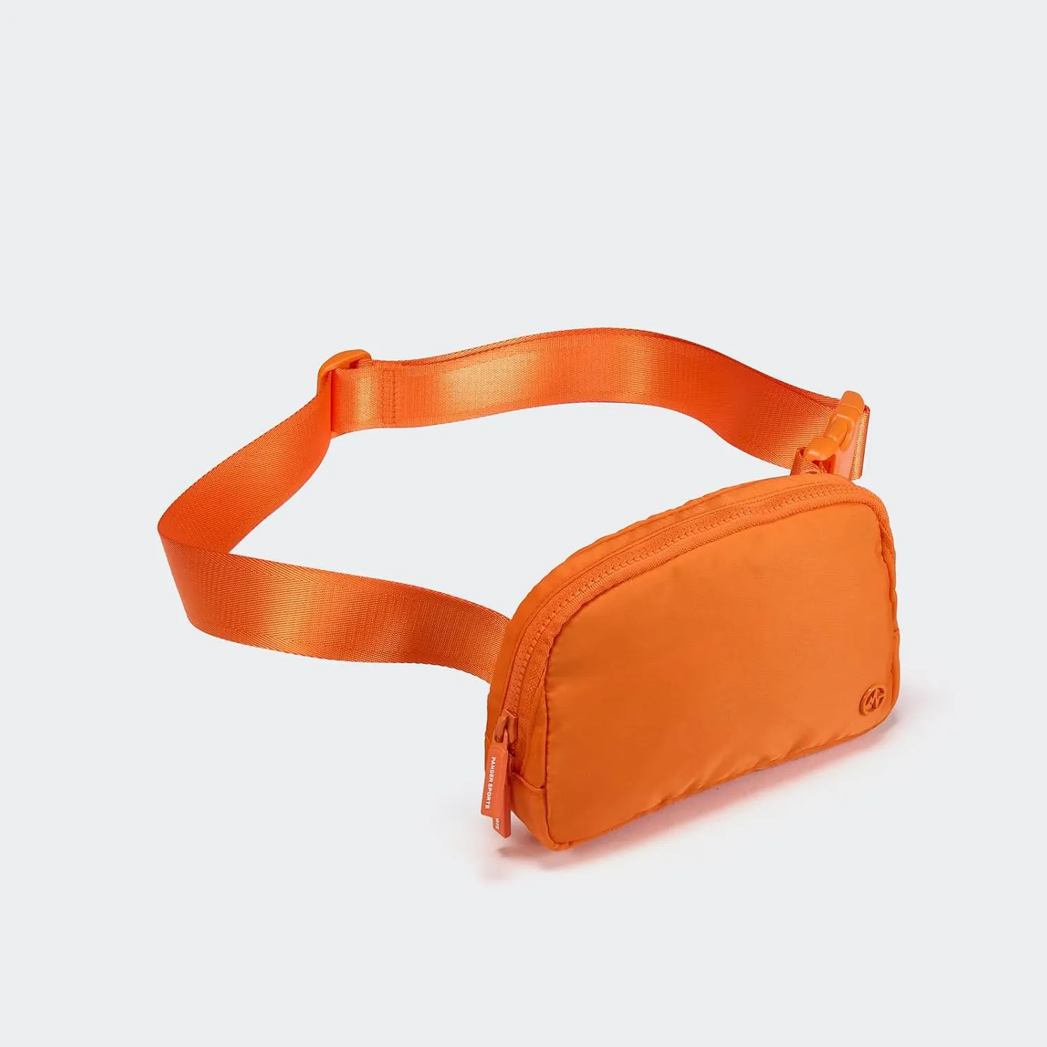 Pander Two Way Zipper Fanny Pack Nylon Everywhere Belt Bag for Women, Water Repellent Waist Packs, Crossbody Bags with Adjustable Strap (Dark Orange).