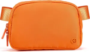 Pander Two Way Zipper Fanny Pack Nylon Everywhere Belt Bag for Women, Water Repellent Waist Packs, Crossbody Bags with Adjustable Strap (Dark Orange).