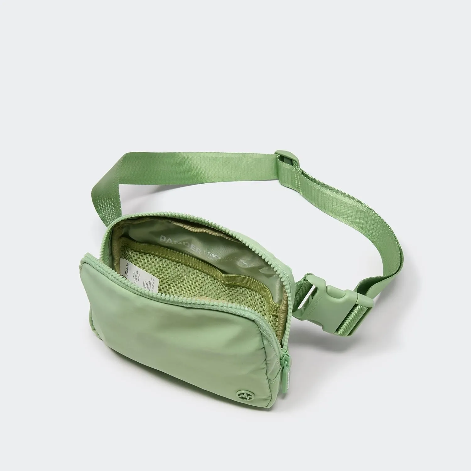 Pander Two Way Zipper Fanny Pack Nylon Everywhere Belt Bag for Women, Water Repellent Waist Packs, Crossbody Bags with Adjustable Strap. (Green Asparagus)