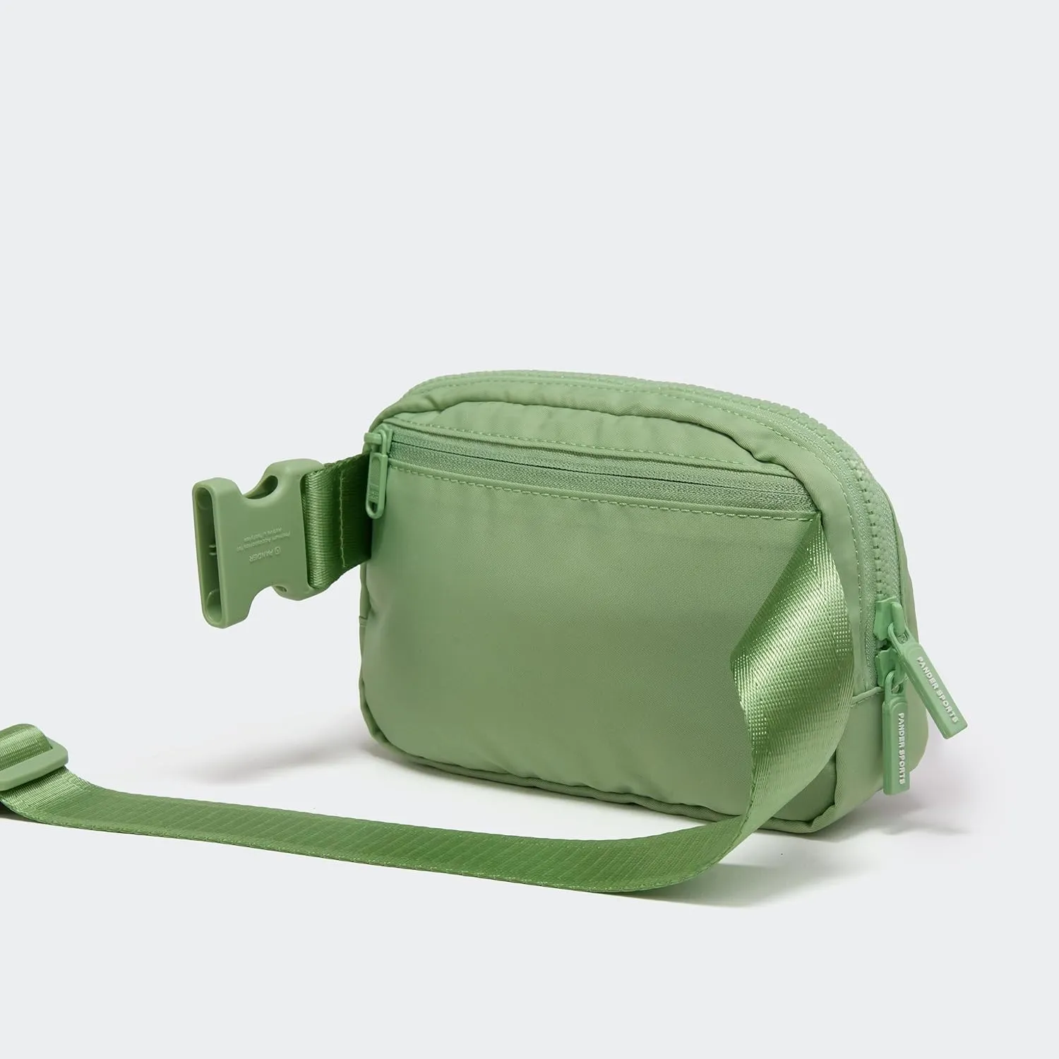 Pander Two Way Zipper Fanny Pack Nylon Everywhere Belt Bag for Women, Water Repellent Waist Packs, Crossbody Bags with Adjustable Strap. (Green Asparagus)