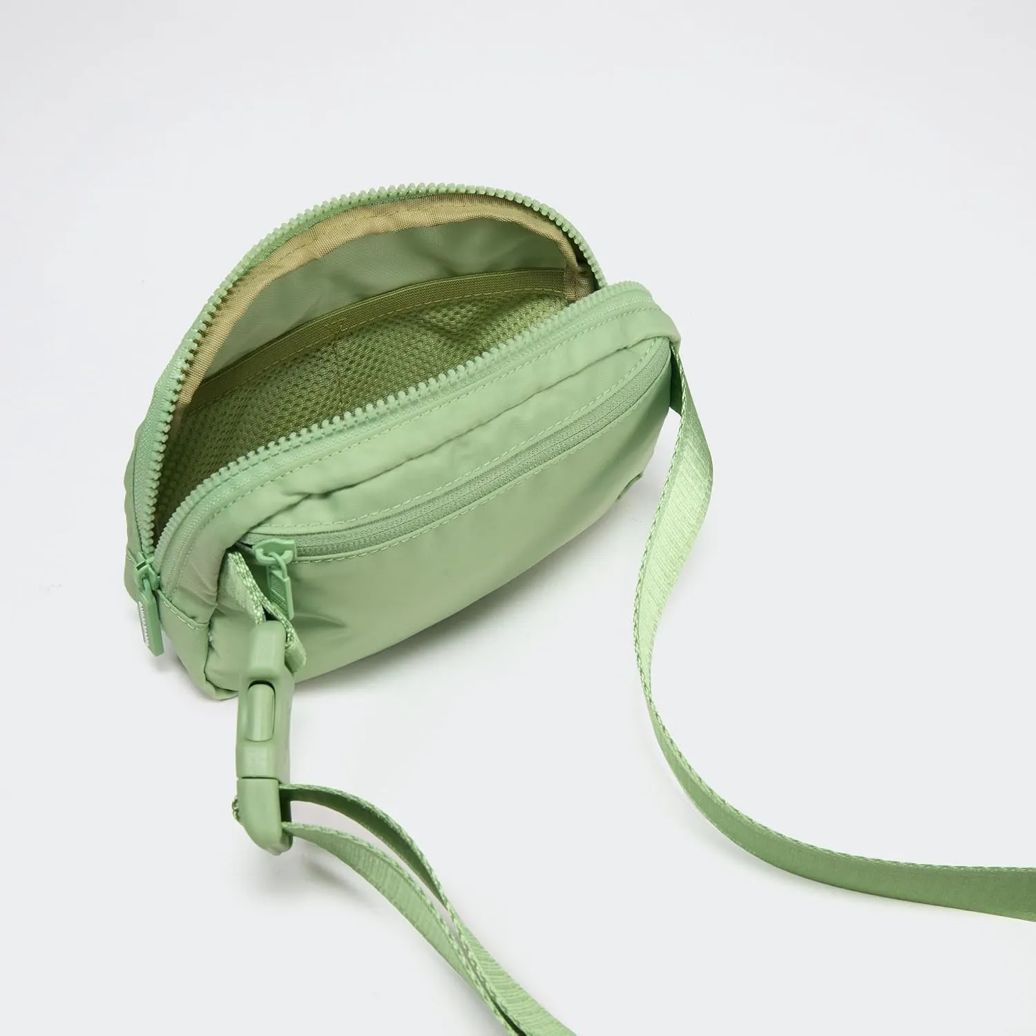 Pander Two Way Zipper Fanny Pack Nylon Everywhere Belt Bag for Women, Water Repellent Waist Packs, Crossbody Bags with Adjustable Strap. (Green Asparagus)