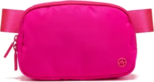 Pander Two Way Zipper Fanny Pack Nylon Everywhere Belt Bag for Women, Water Repellent Waist Packs, Crossbody Bags with Adjustable Strap (Sonic Pink).
