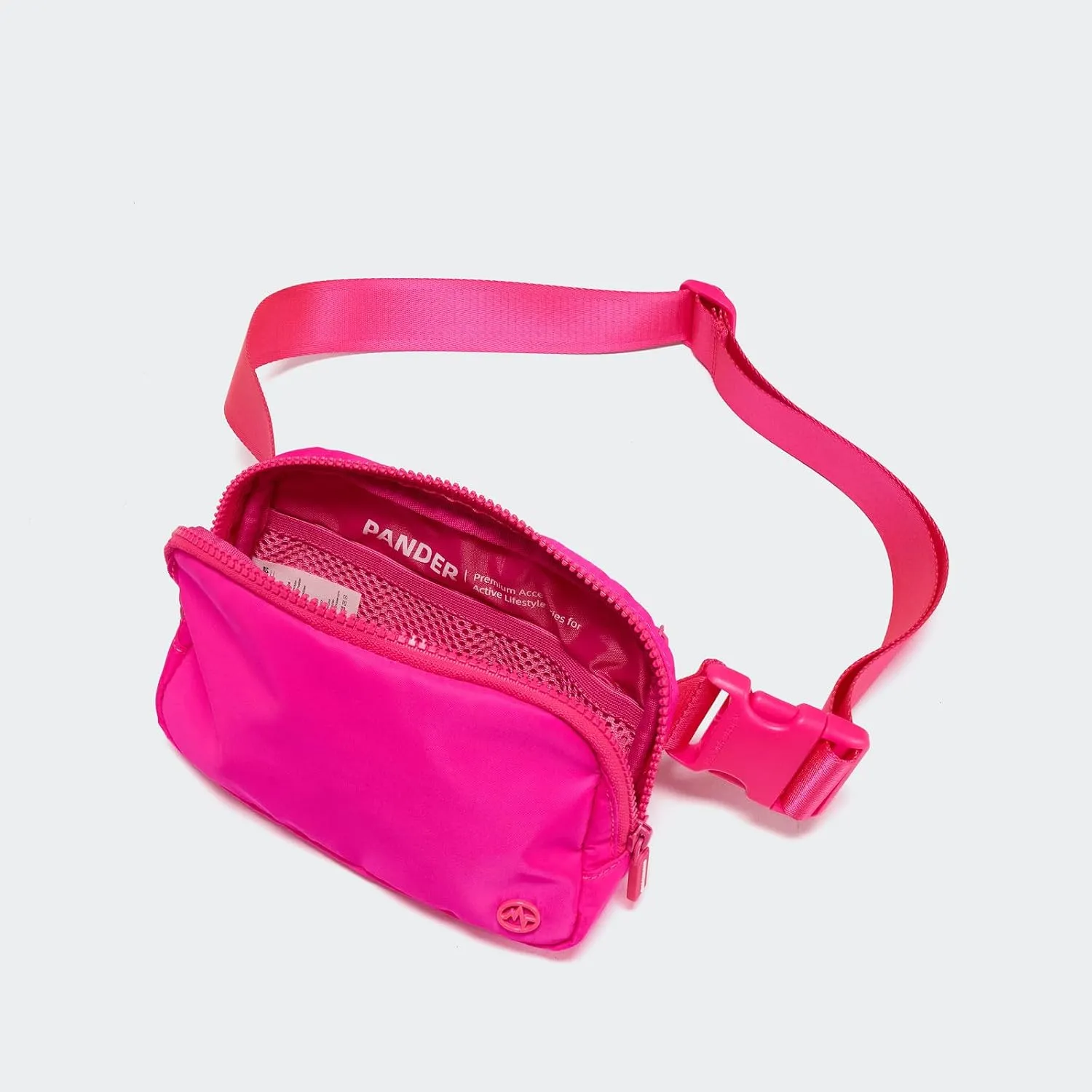Pander Two Way Zipper Fanny Pack Nylon Everywhere Belt Bag for Women, Water Repellent Waist Packs, Crossbody Bags with Adjustable Strap (Sonic Pink).
