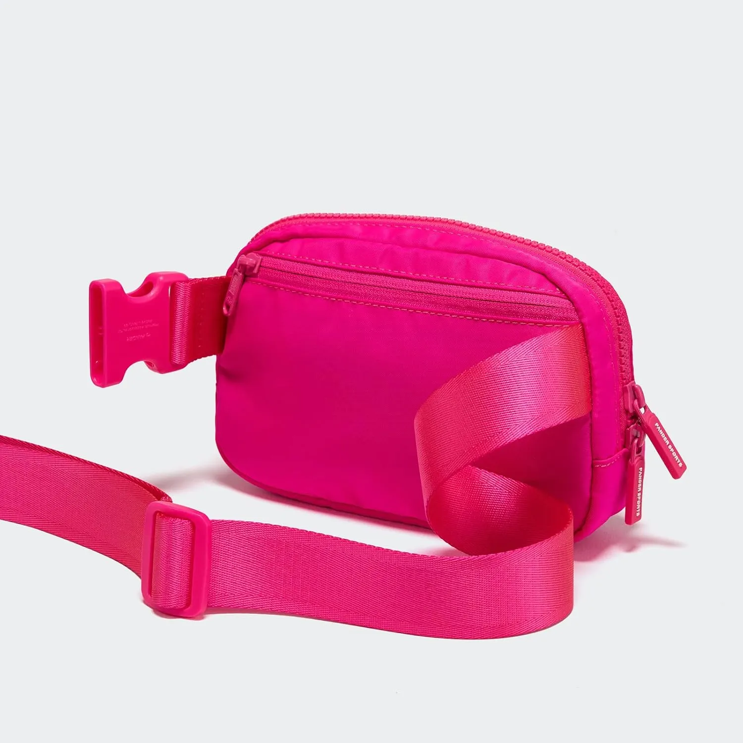 Pander Two Way Zipper Fanny Pack Nylon Everywhere Belt Bag for Women, Water Repellent Waist Packs, Crossbody Bags with Adjustable Strap (Sonic Pink).