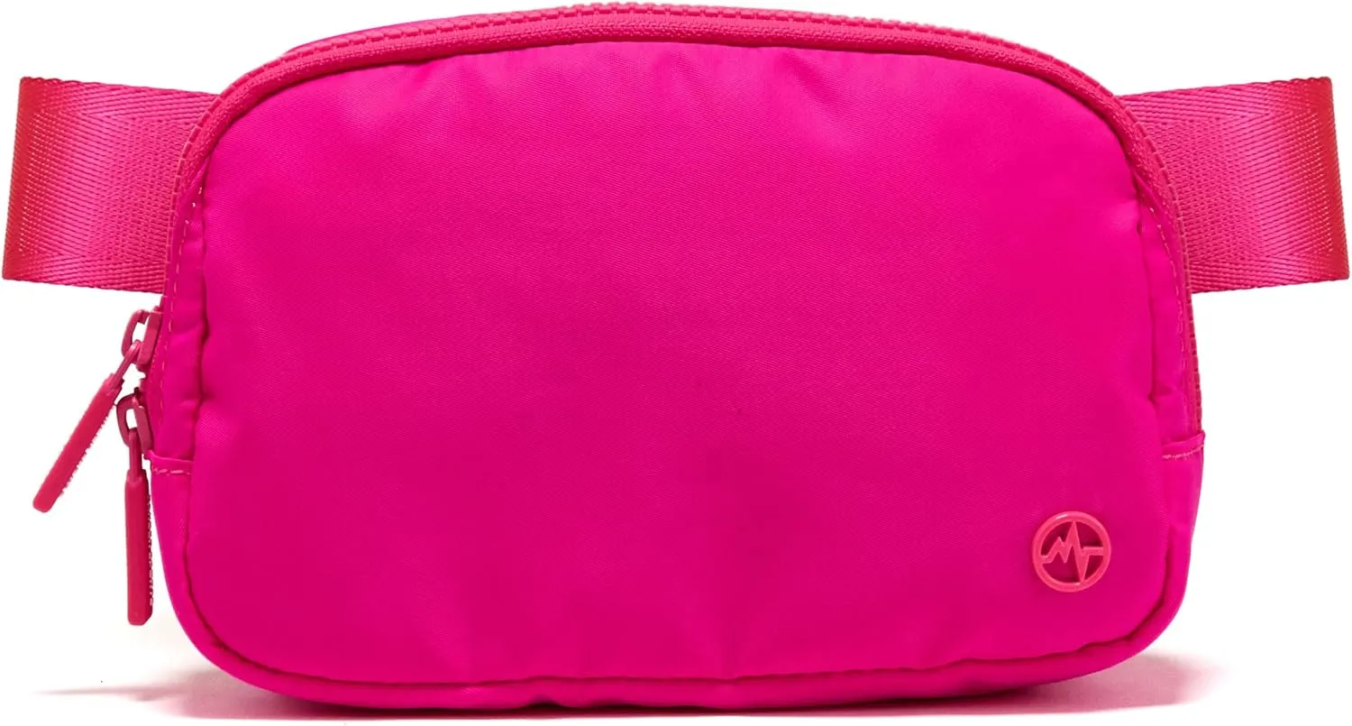Pander Two Way Zipper Fanny Pack Nylon Everywhere Belt Bag for Women, Water Repellent Waist Packs, Crossbody Bags with Adjustable Strap (Sonic Pink).