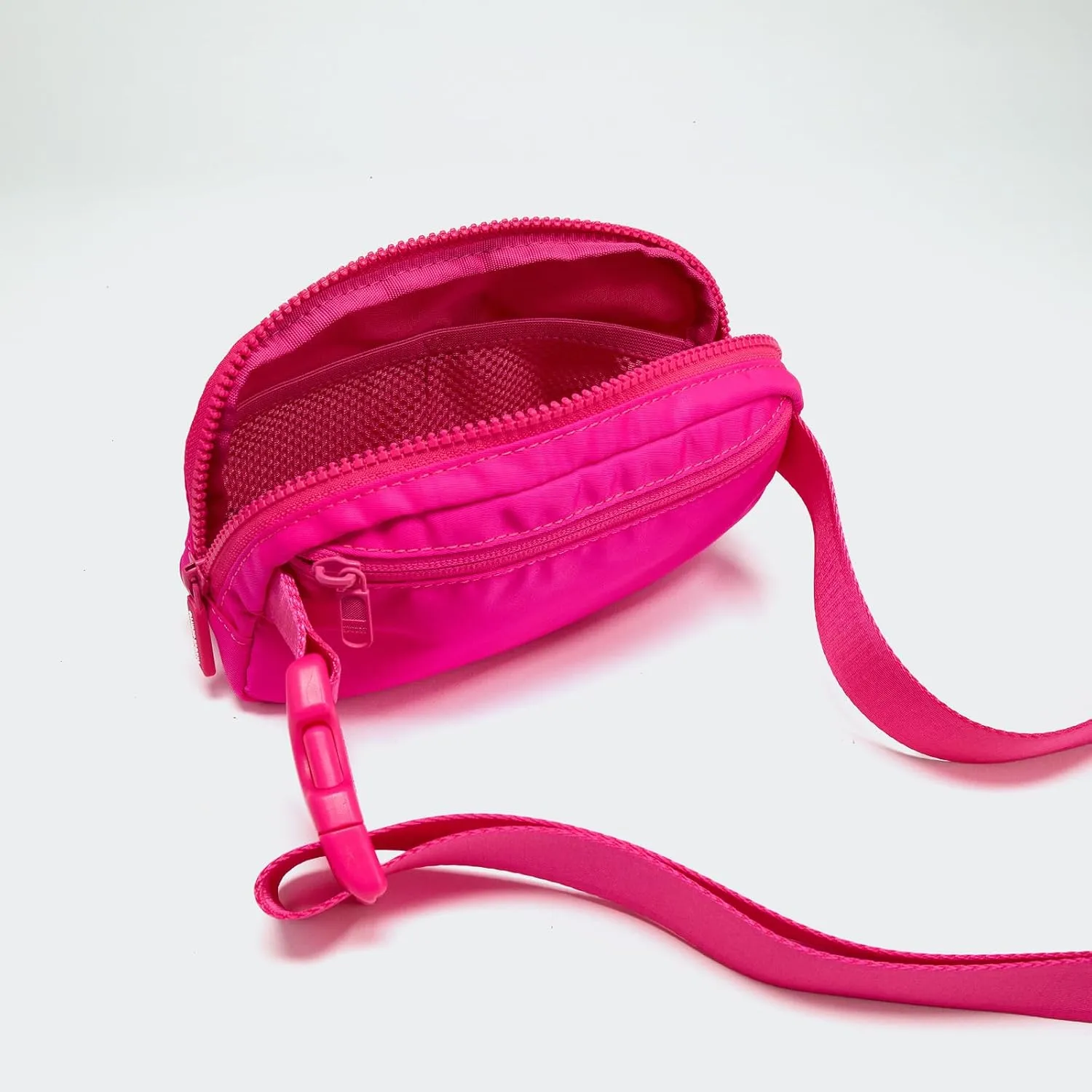 Pander Two Way Zipper Fanny Pack Nylon Everywhere Belt Bag for Women, Water Repellent Waist Packs, Crossbody Bags with Adjustable Strap (Sonic Pink).