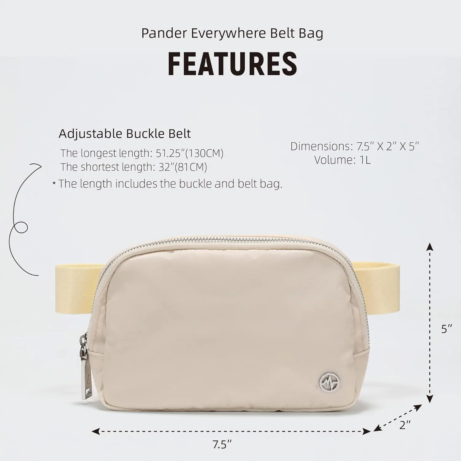Pander Unisex Belt Bag Fanny Pack for Women with Adjustable Strap, Small Waist Pouch for Workout Running Traveling Hiking