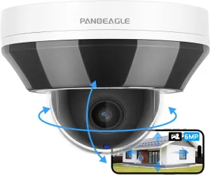 PANOEAGLE 6MP PoE PTZ Camera Outdoor Compatible with Hikvision, Pan Tilt 3X Optical Zoom Motorized Lens, Dome Mini PTZ IP Camera Built-in Mic, IR Night Vision, Motion Detection, IP66, NDAA Compliant
