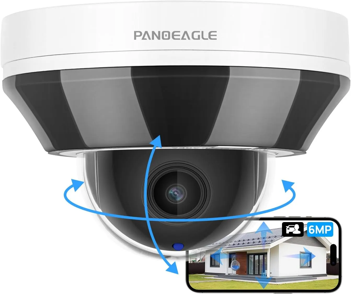 PANOEAGLE 6MP PoE PTZ Camera Outdoor Compatible with Hikvision, Pan Tilt 3X Optical Zoom Motorized Lens, Dome Mini PTZ IP Camera Built-in Mic, IR Night Vision, Motion Detection, IP66, NDAA Compliant