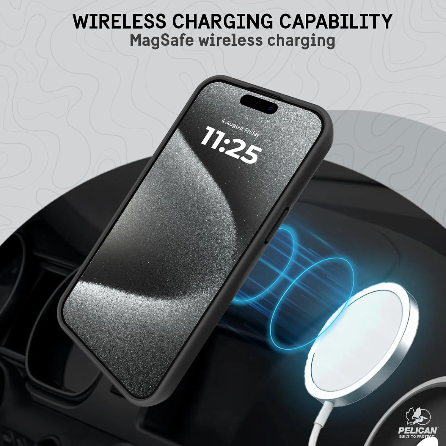 Pelican Protector Series - iPhone 15 Pro Case 6.1" [Compatible with MagSafe] Magnetic Phone Case with Anti-Scratch Tech [16ft MIL-Grade Drop Protection] Protective Cover for iPhone 15 Pro - Black