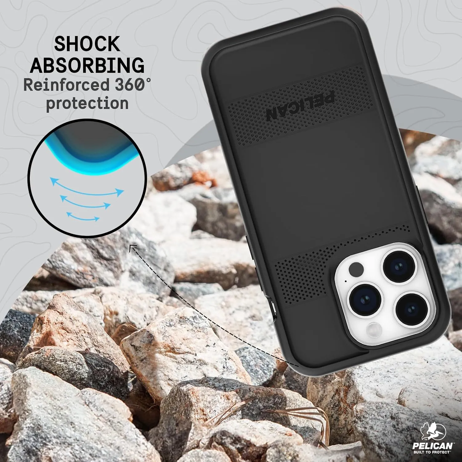 Pelican Protector Series - iPhone 15 Pro Case 6.1" [Compatible with MagSafe] Magnetic Phone Case with Anti-Scratch Tech [16ft MIL-Grade Drop Protection] Protective Cover for iPhone 15 Pro - Black