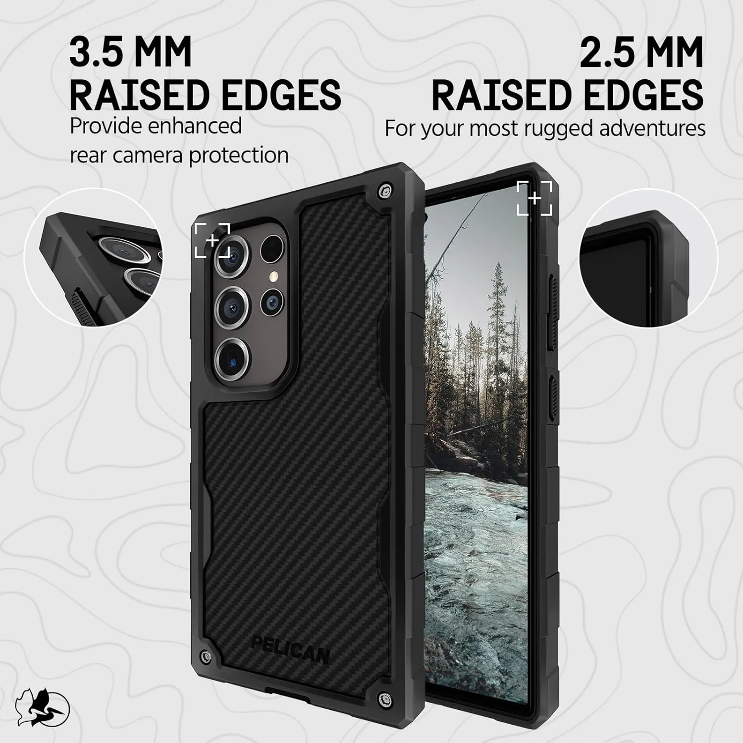 Pelican Shield - Samsung Galaxy S24 Ultra Case [6.8"] [Wireless Charging] [21ft MIL-STD Drop Protection] 2 Piece (Heavy Duty Cover and Belt Clip Holster Stand) Case for Samsung Galaxy S24 Ultra-Carbon