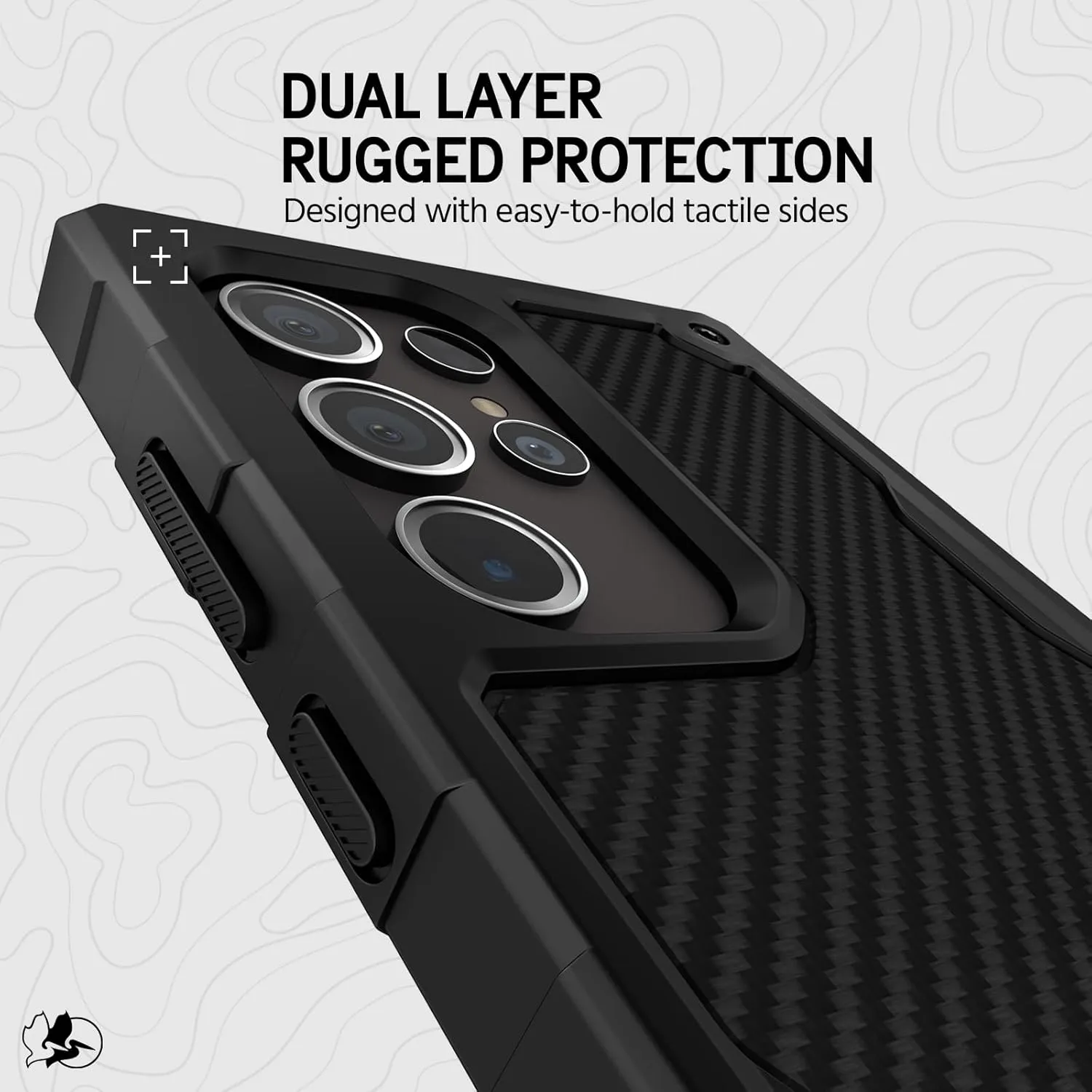 Pelican Shield - Samsung Galaxy S24 Ultra Case [6.8"] [Wireless Charging] [21ft MIL-STD Drop Protection] 2 Piece (Heavy Duty Cover and Belt Clip Holster Stand) Case for Samsung Galaxy S24 Ultra-Carbon