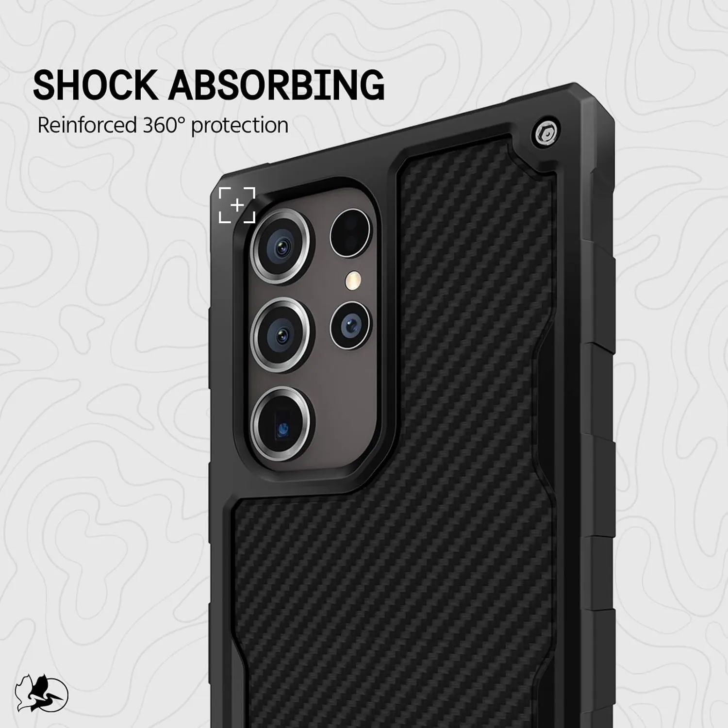 Pelican Shield - Samsung Galaxy S24 Ultra Case [6.8"] [Wireless Charging] [21ft MIL-STD Drop Protection] 2 Piece (Heavy Duty Cover and Belt Clip Holster Stand) Case for Samsung Galaxy S24 Ultra-Carbon