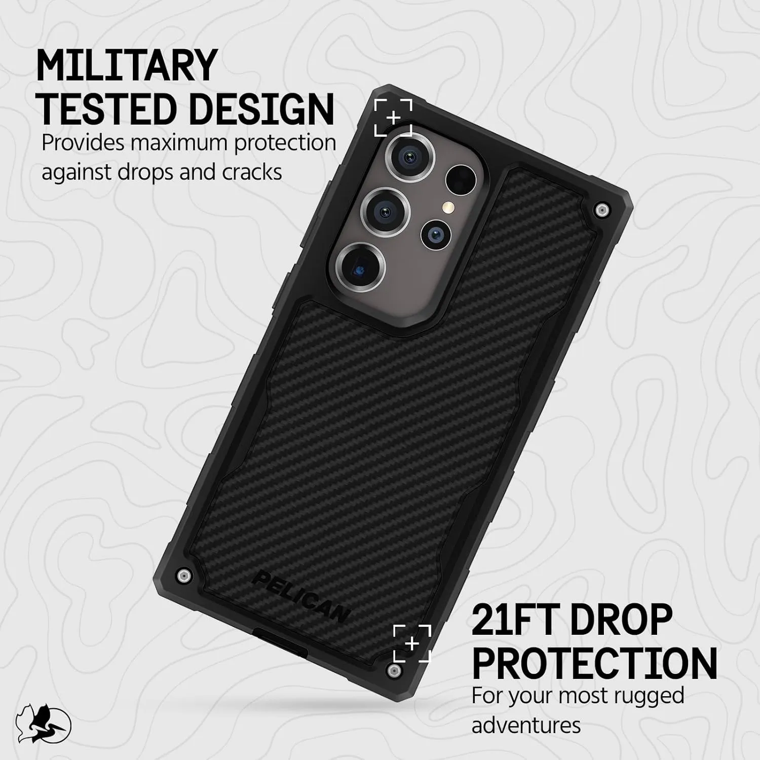 Pelican Shield - Samsung Galaxy S24 Ultra Case [6.8"] [Wireless Charging] [21ft MIL-STD Drop Protection] 2 Piece (Heavy Duty Cover and Belt Clip Holster Stand) Case for Samsung Galaxy S24 Ultra-Carbon
