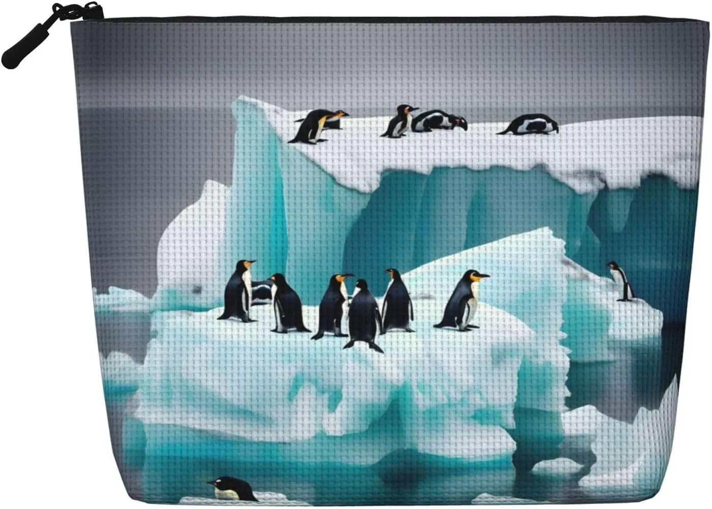 Penguins On The Iceberg print Cosmetic Bag, Makeup Bag Organizer with Zipper Cute Make Up Pouches Travel Szie Toiletry Bag