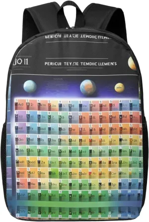 Periodic Table Of Elements Print Simple Backpack Lightweight Bag Travel Rucksack Casual Daypack Laptop Backpacks