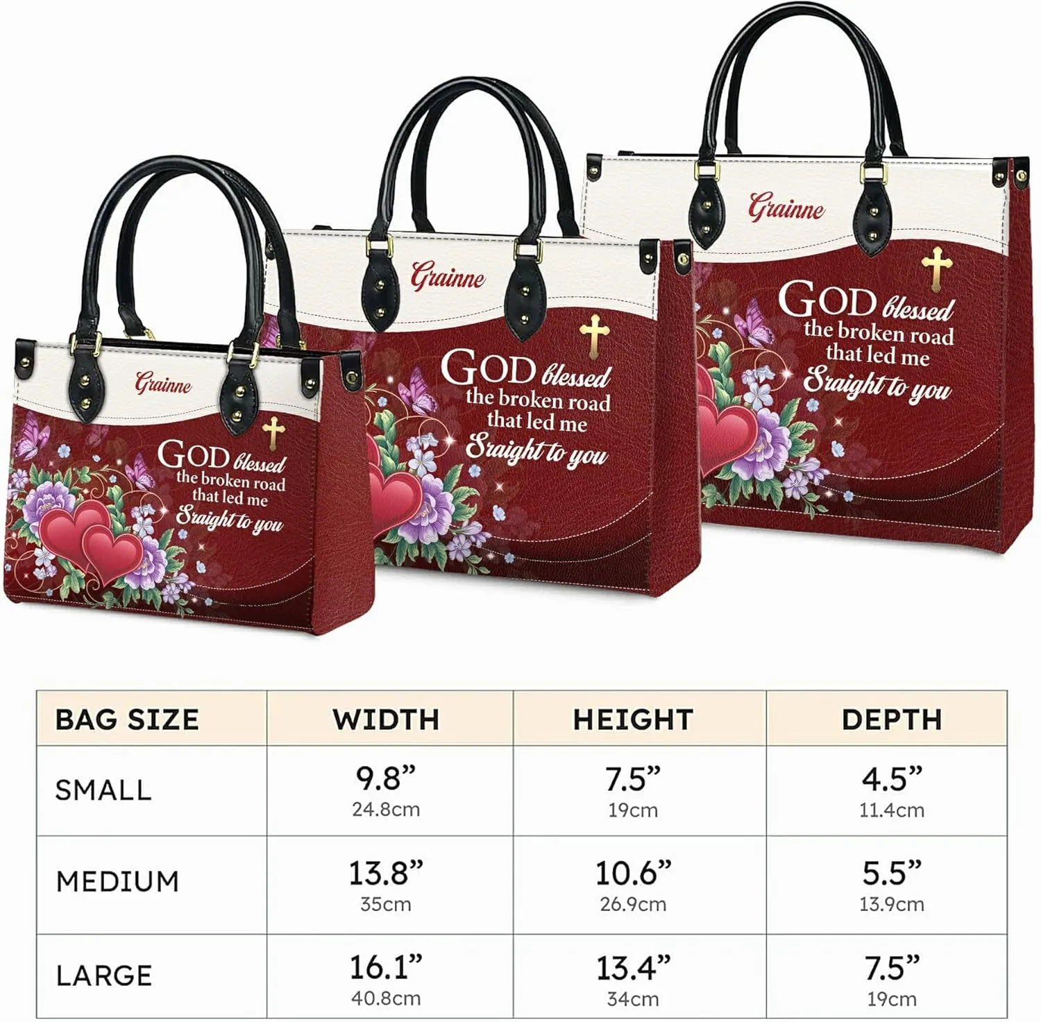Personalized Leather Handbag for Women, Custom Name Church Bag, Christian Gifts, Mother's Day Gift for God Lovers