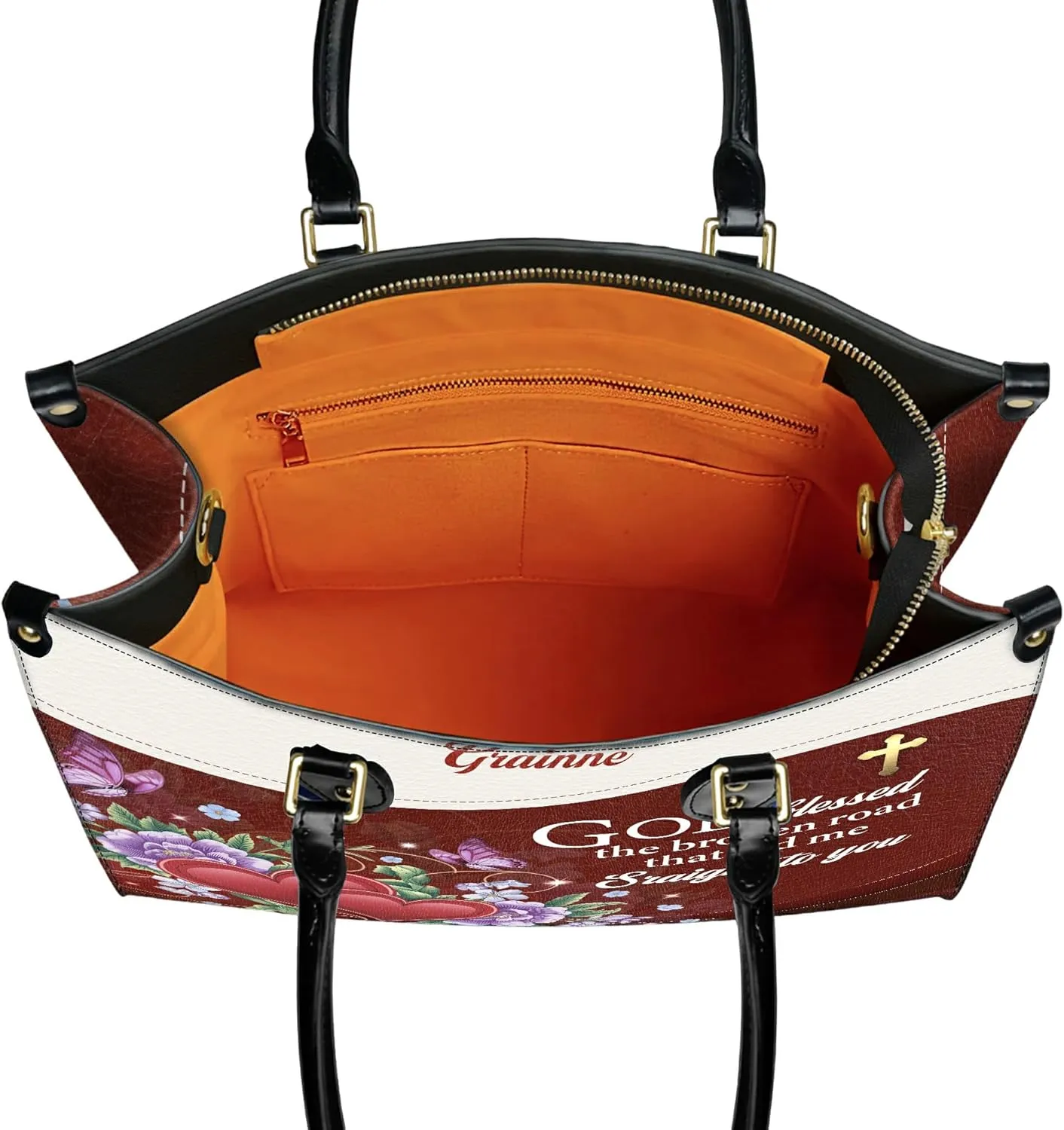 Personalized Leather Handbag for Women, Custom Name Church Bag, Christian Gifts, Mother's Day Gift for God Lovers