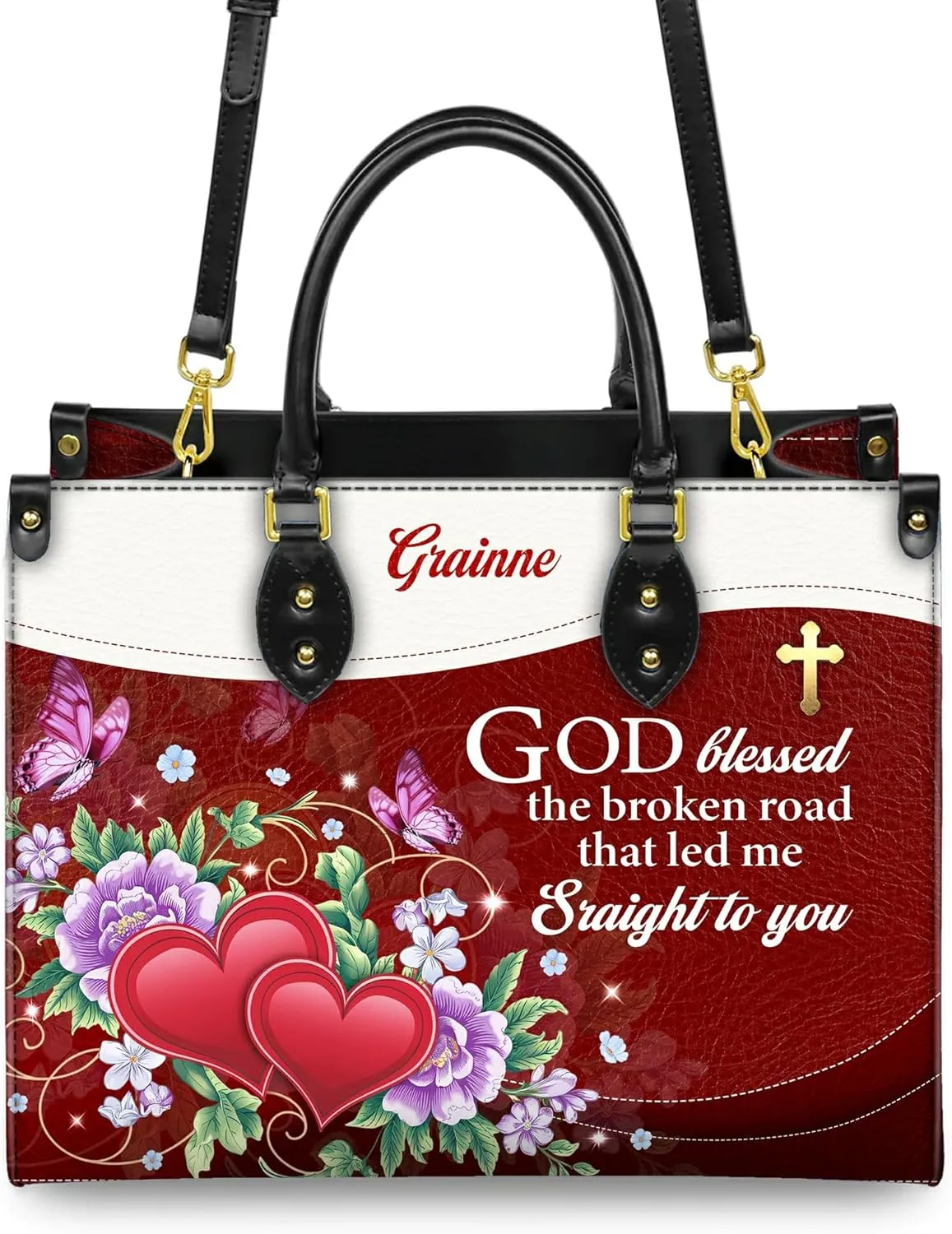 Personalized Leather Handbag for Women, Custom Name Church Bag, Christian Gifts, Mother's Day Gift for God Lovers