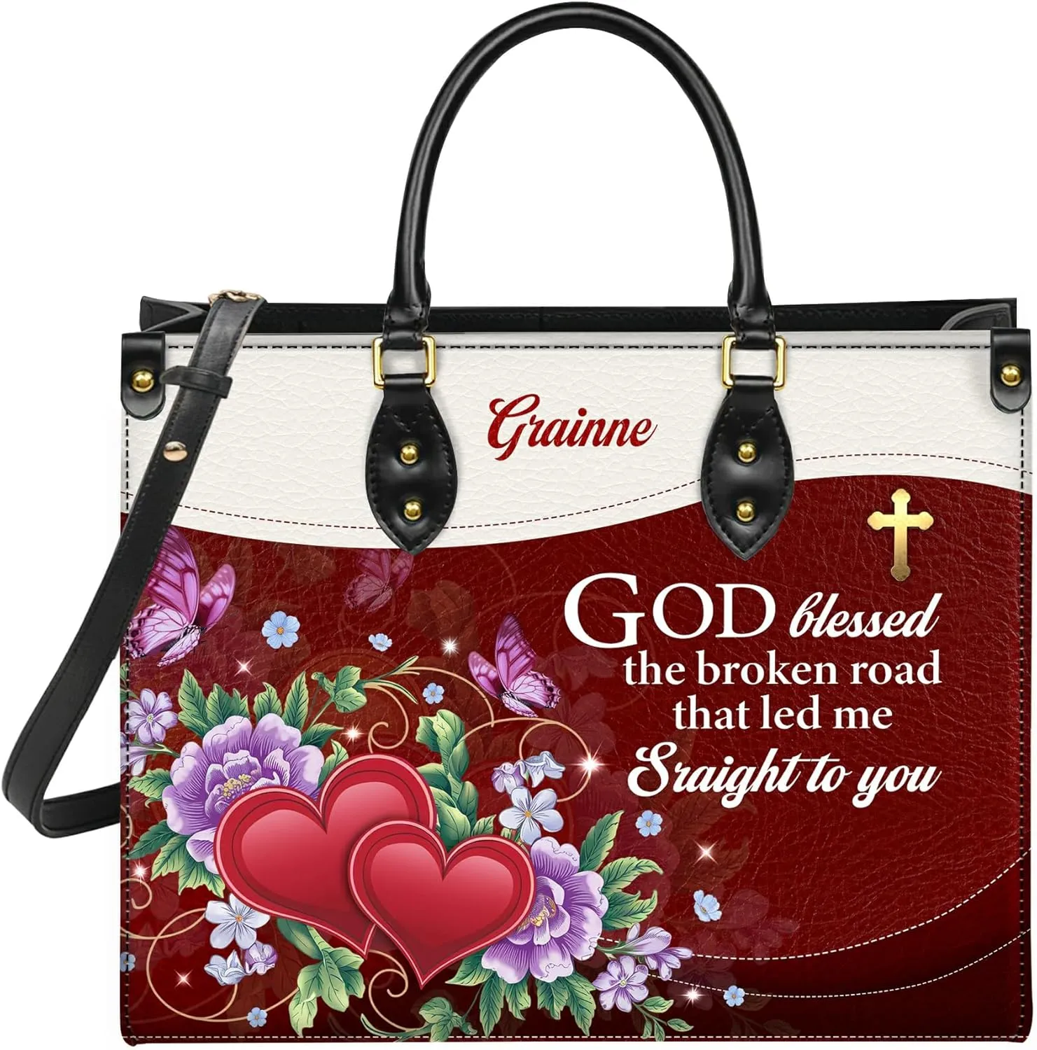 Personalized Leather Handbag for Women, Custom Name Church Bag, Christian Gifts, Mother's Day Gift for God Lovers