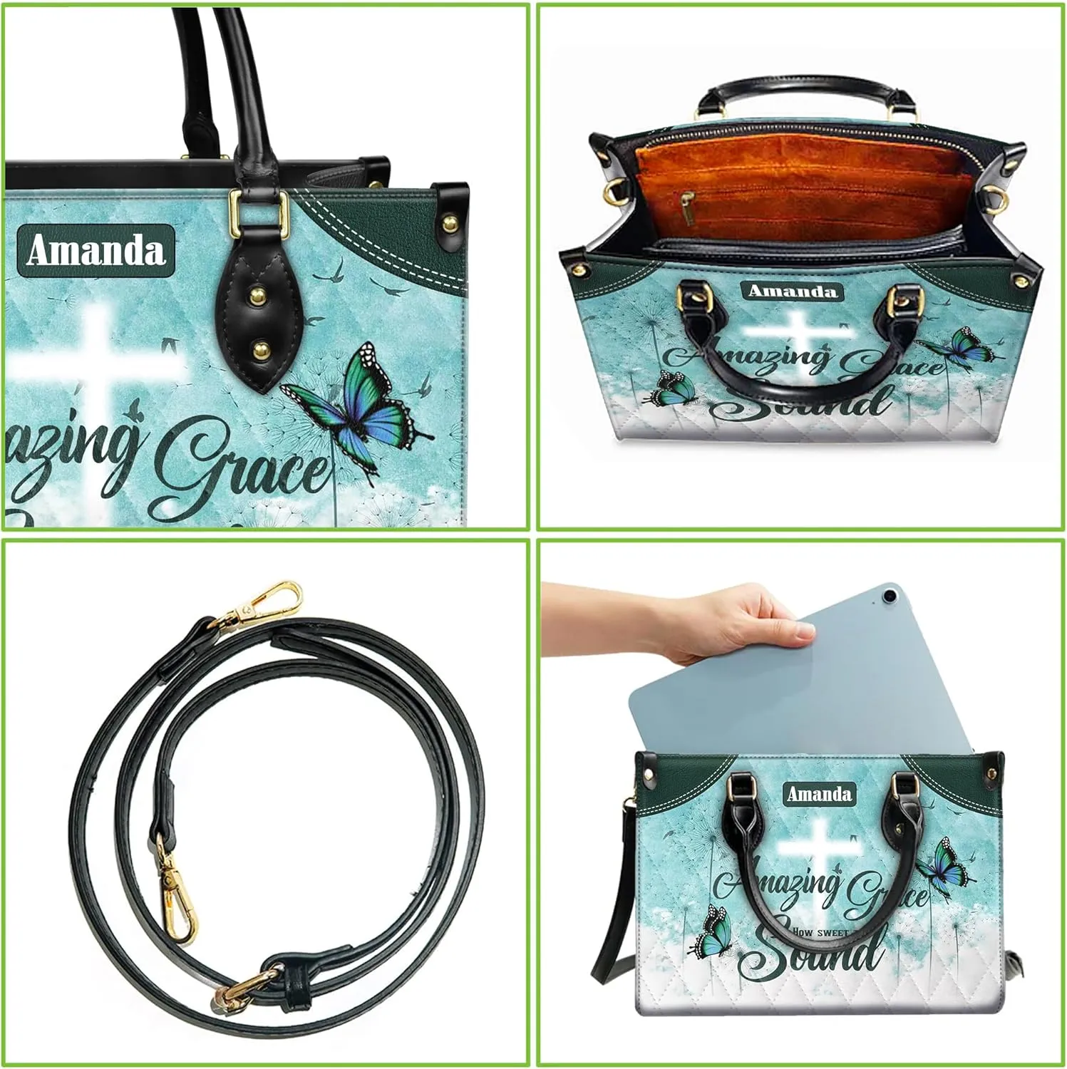 Personalized Leather Handbag for Women, Custom Name Church Bag, Christian Gifts, Mother's Day Gift for God Lovers
