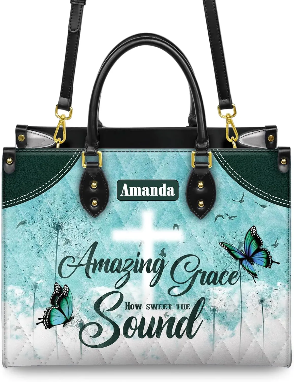 Personalized Leather Handbag for Women, Custom Name Church Bag, Christian Gifts, Mother's Day Gift for God Lovers