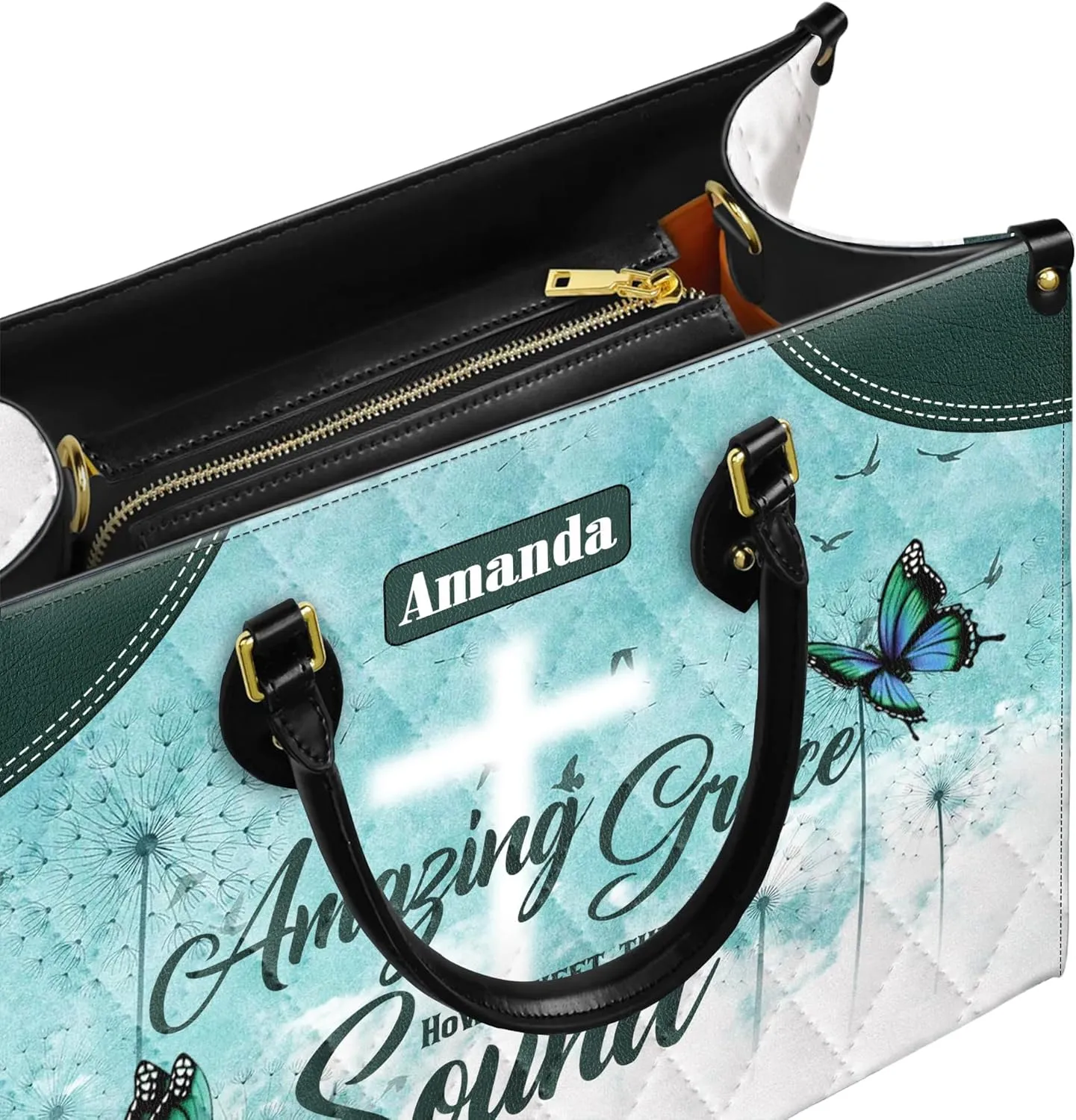 Personalized Leather Handbag for Women, Custom Name Church Bag, Christian Gifts, Mother's Day Gift for God Lovers