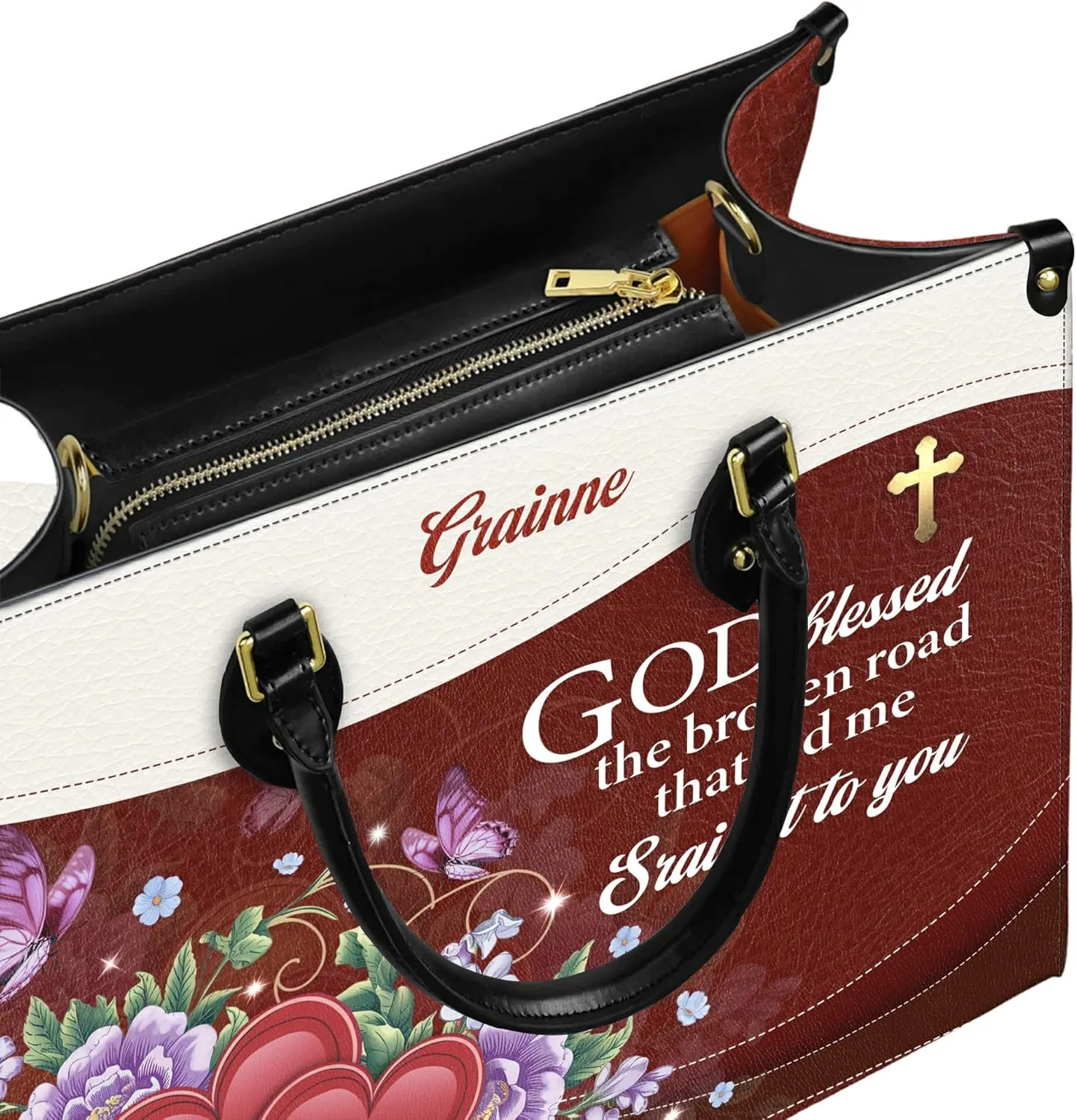 Personalized Leather Handbag for Women, Custom Name Church Bag, Christian Gifts, Mother's Day Gift for God Lovers